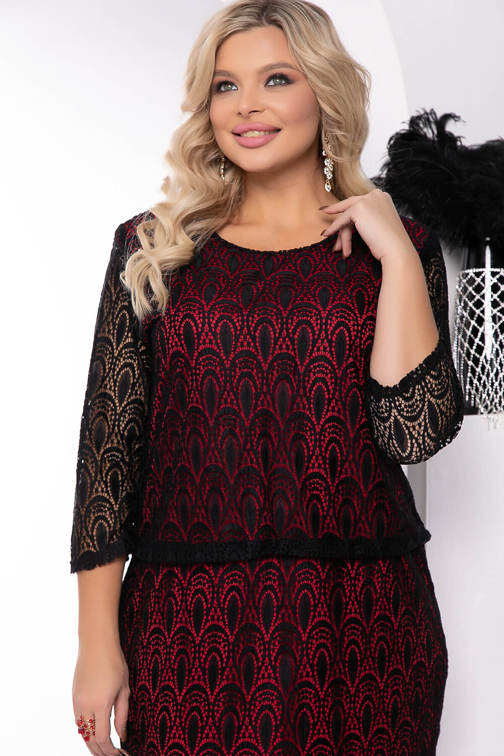 LT Collection Платье 330387 П7936 красный, чёрный