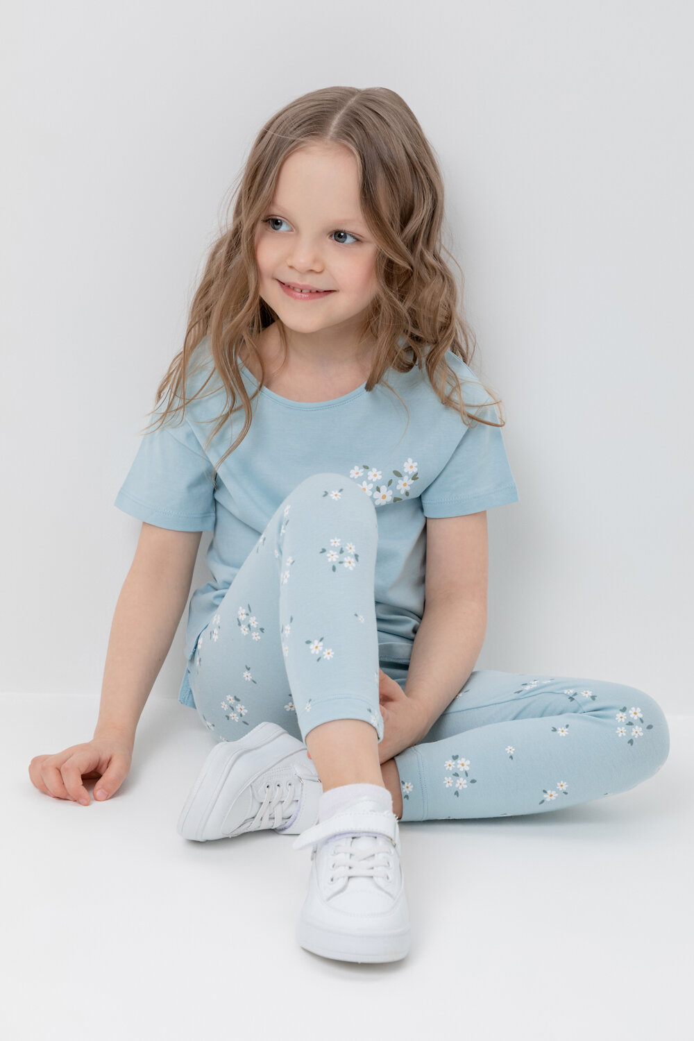 CROCKID Бриджи 331911 К 4074 голубой, ромашковое поле