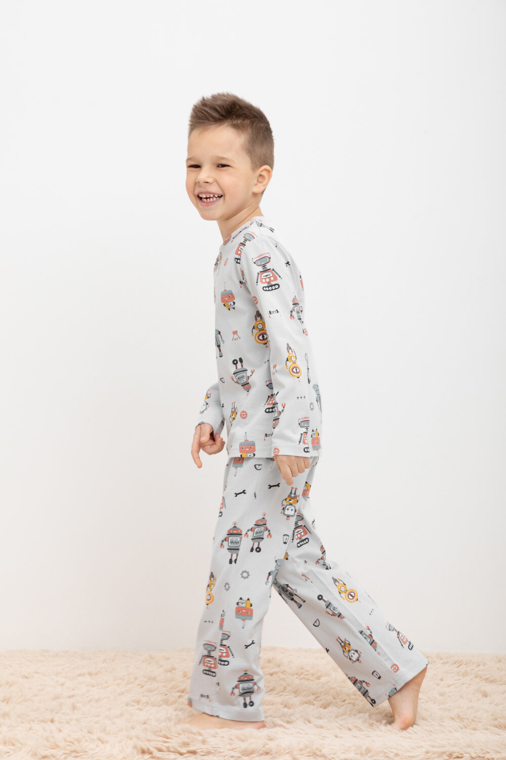 CROCKID Пижама 378261 К 1635 светло-серый, роботы