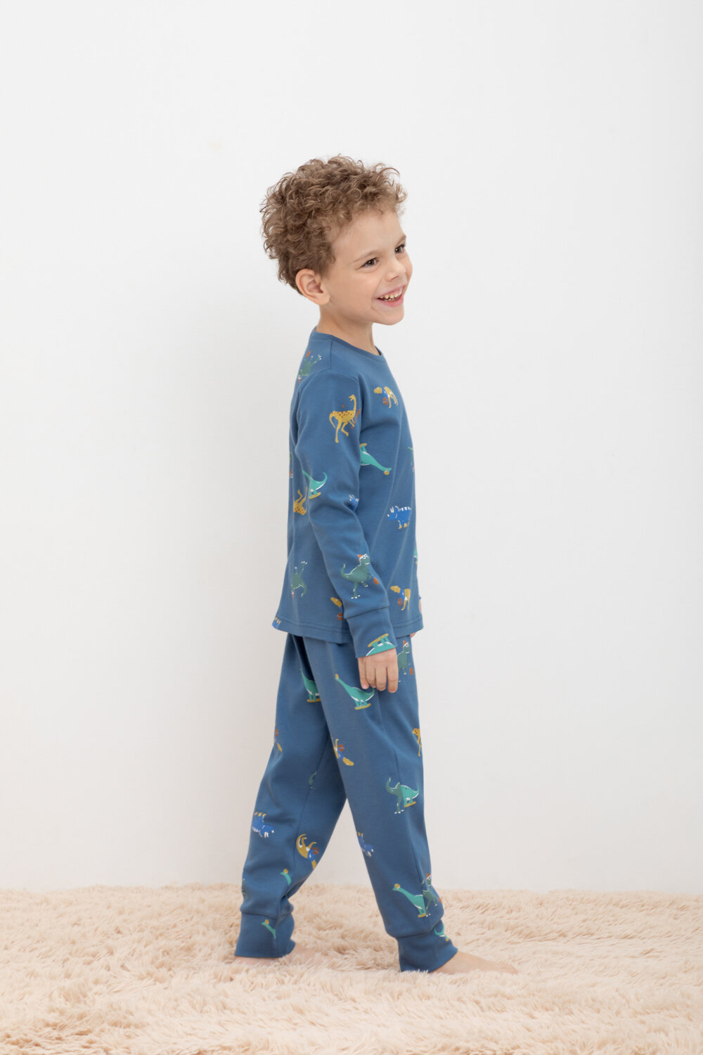 CROCKID Пижама 378372 К 1552 синяя волна, дино спортсмены