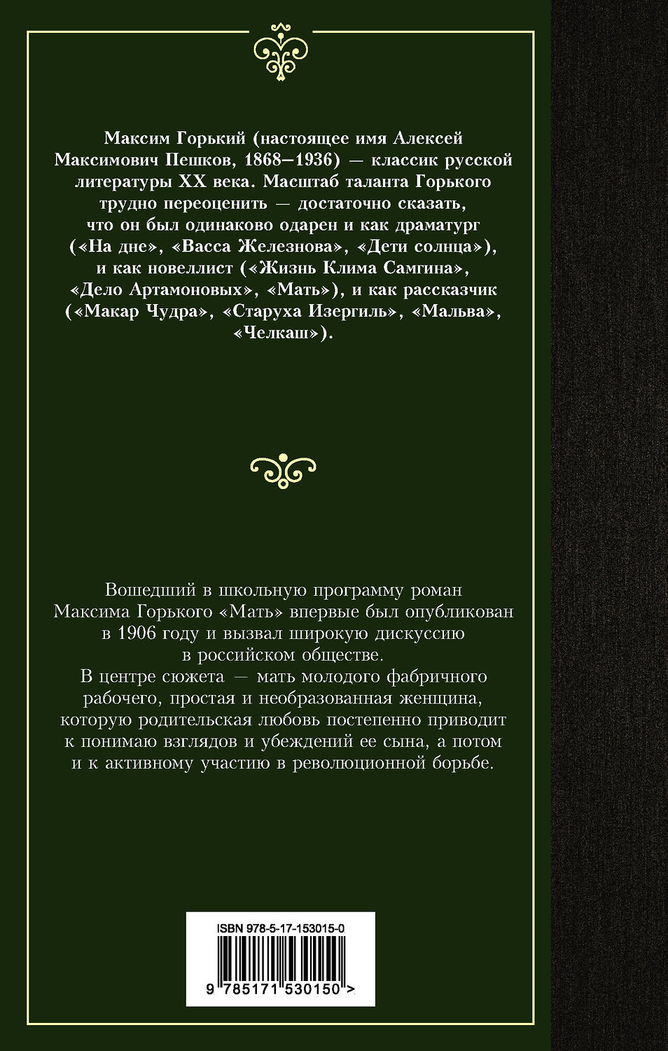 АСТ Максим Горький "Мать" 380609 978-5-17-153015-0
