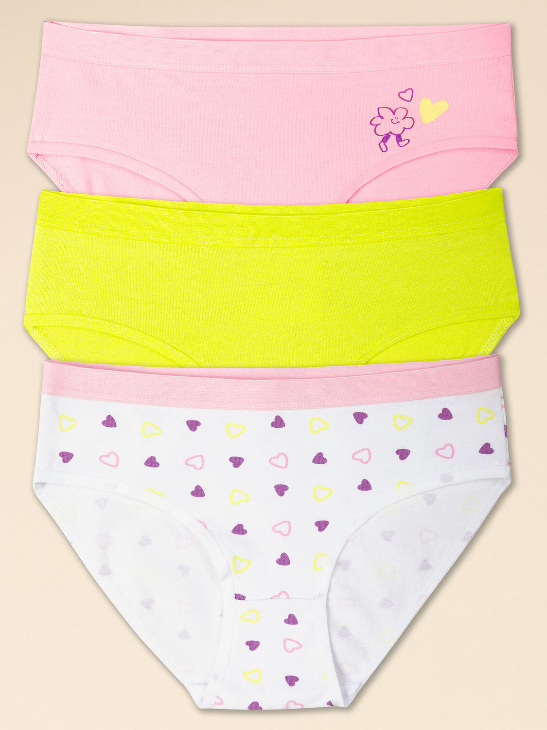 PELICAN Трусы 382833 GULB3353(3) Белый/розовый/лаймовый