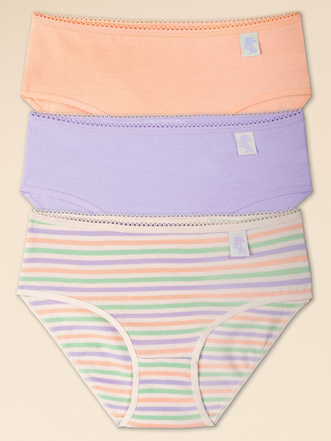 PELICAN Трусы 382834 GULB3354(3) Лаванда/персиковый/персиковый