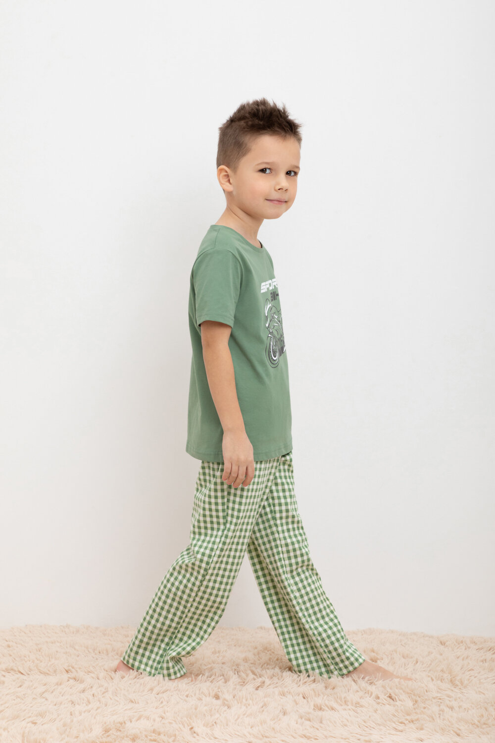 CROCKID Пижама 388019 К 1599 зеленый камень, маленькая клетка