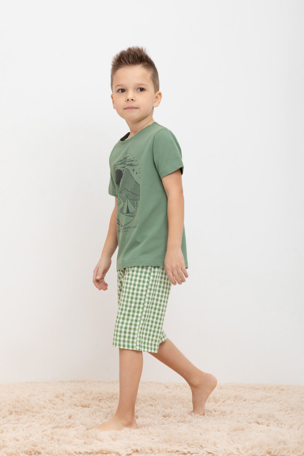CROCKID Пижама 393114 К 1634-1 зеленый камень, маленькая клетка