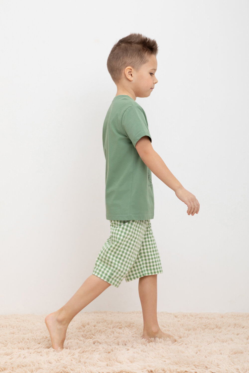 CROCKID Пижама 393114 К 1634-1 зеленый камень, маленькая клетка