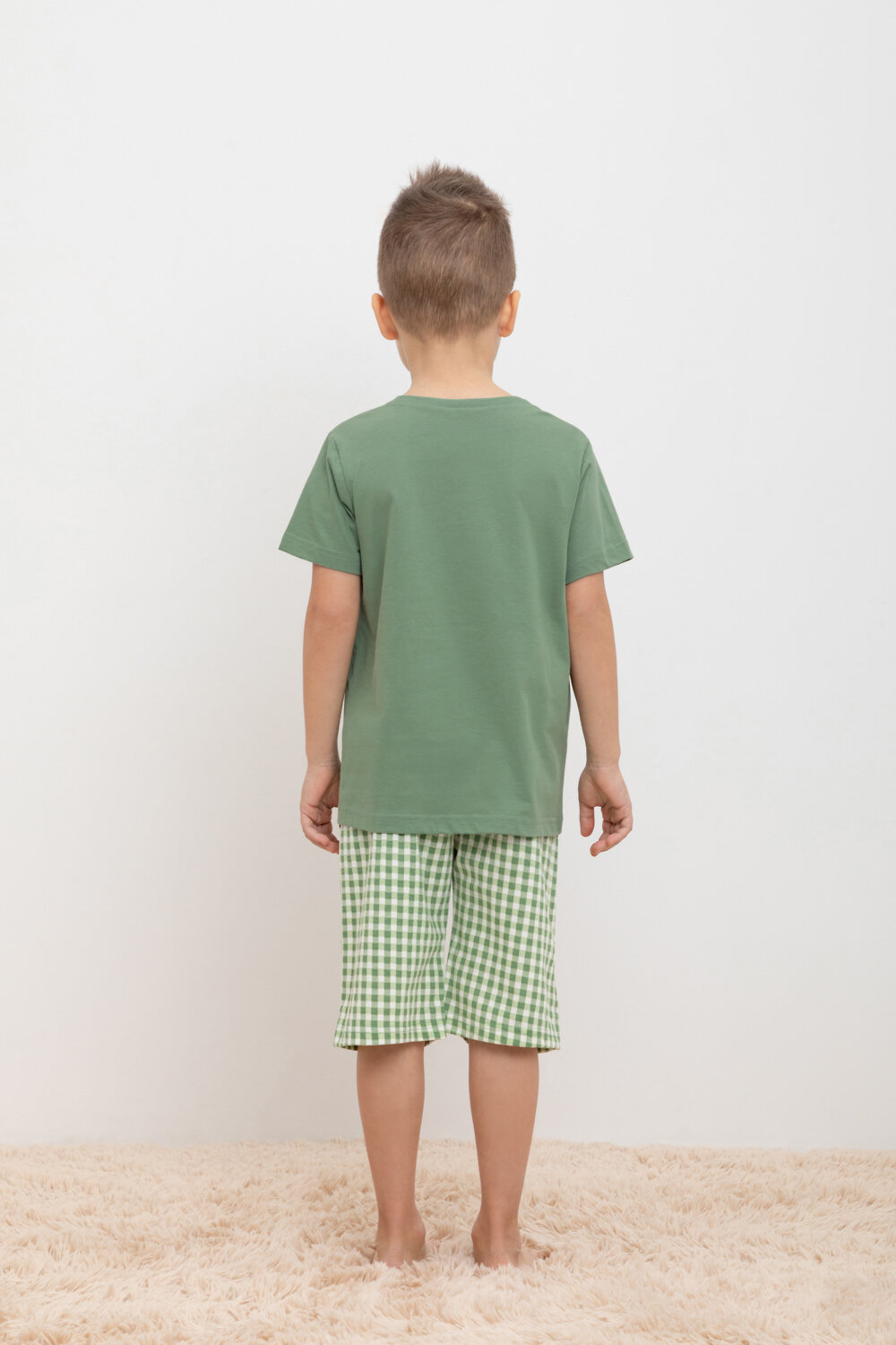 CROCKID Пижама 393114 К 1634-1 зеленый камень, маленькая клетка