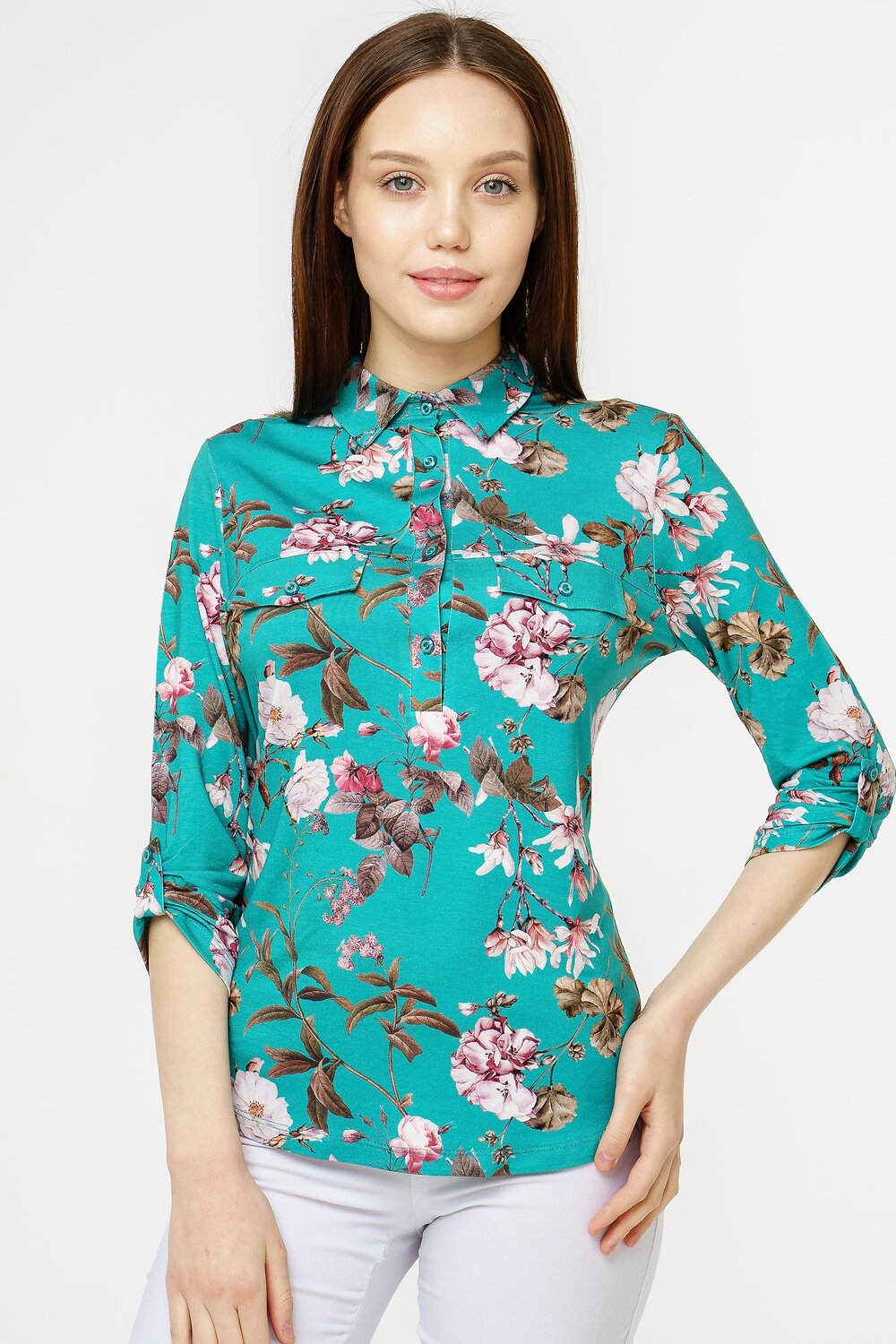 Binita Рубашка 61848 657/1-5 изумрудно-розовый