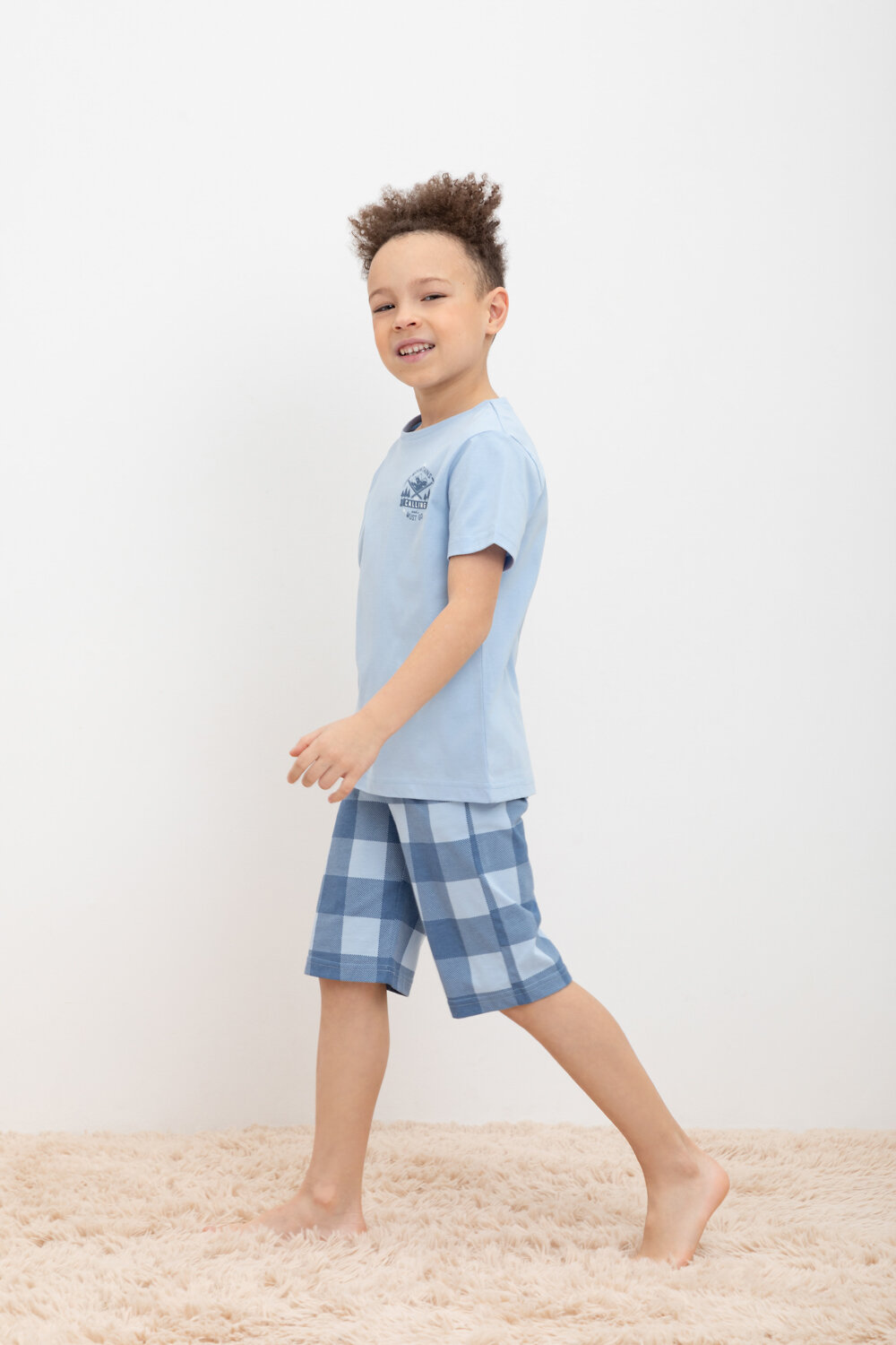 CROCKID Пижама 398242 К 1634-1 небесно-голубой, клетка виши