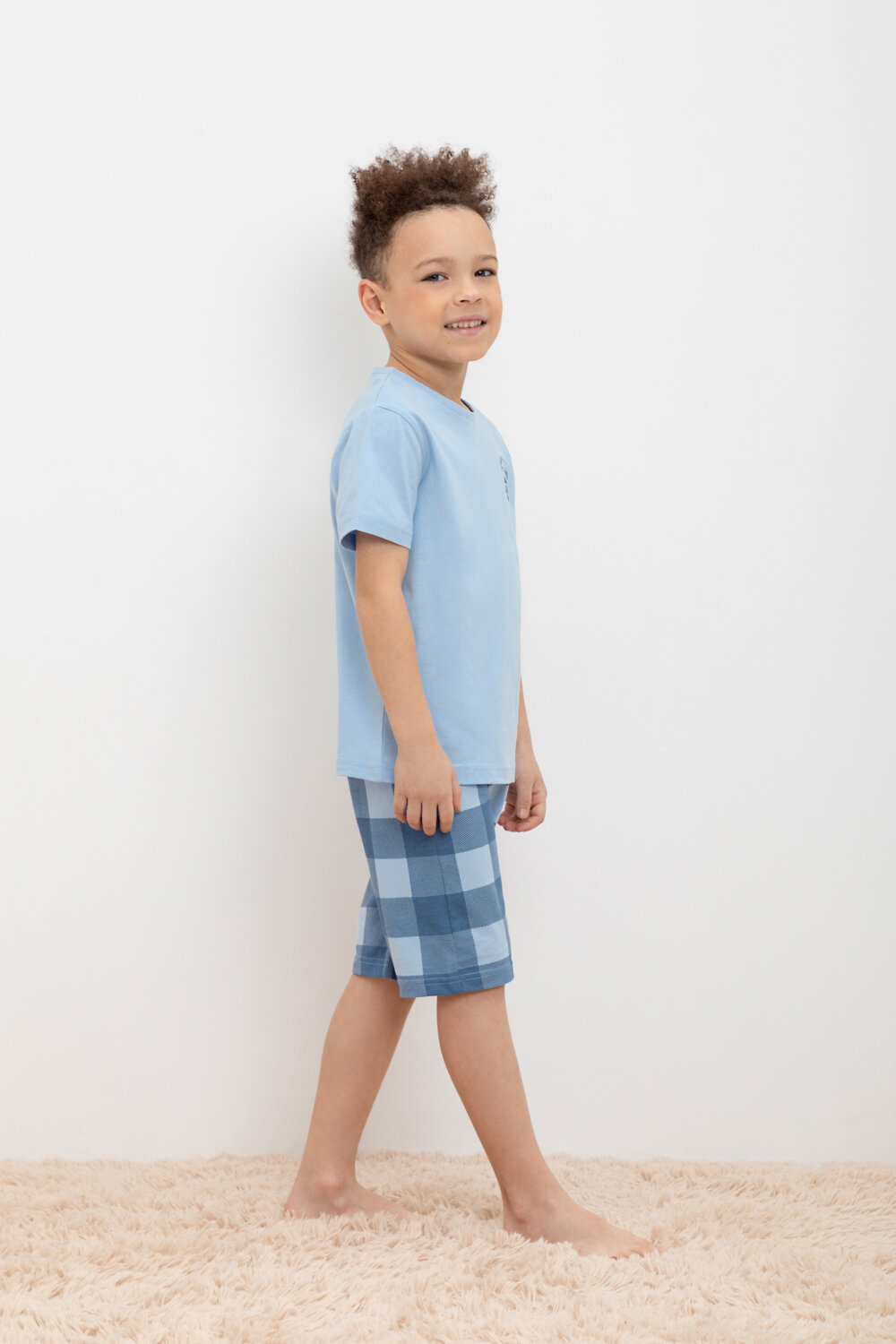 CROCKID Пижама 398242 К 1634-1 небесно-голубой, клетка виши
