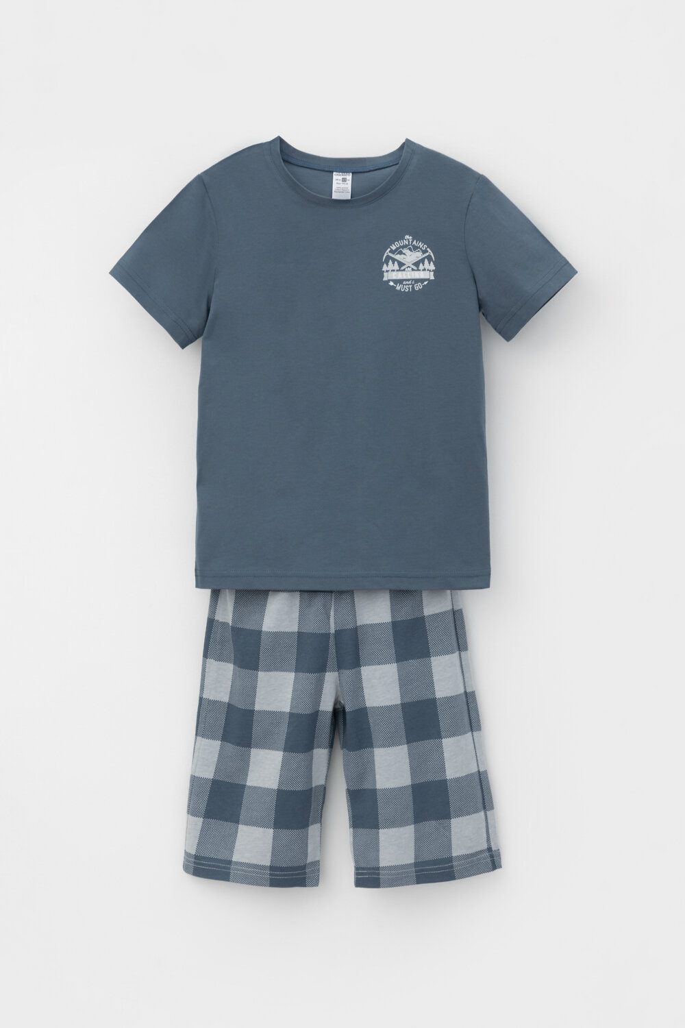 CROCKID Пижама 398243 К 1634 винтажный синий, клетка виши