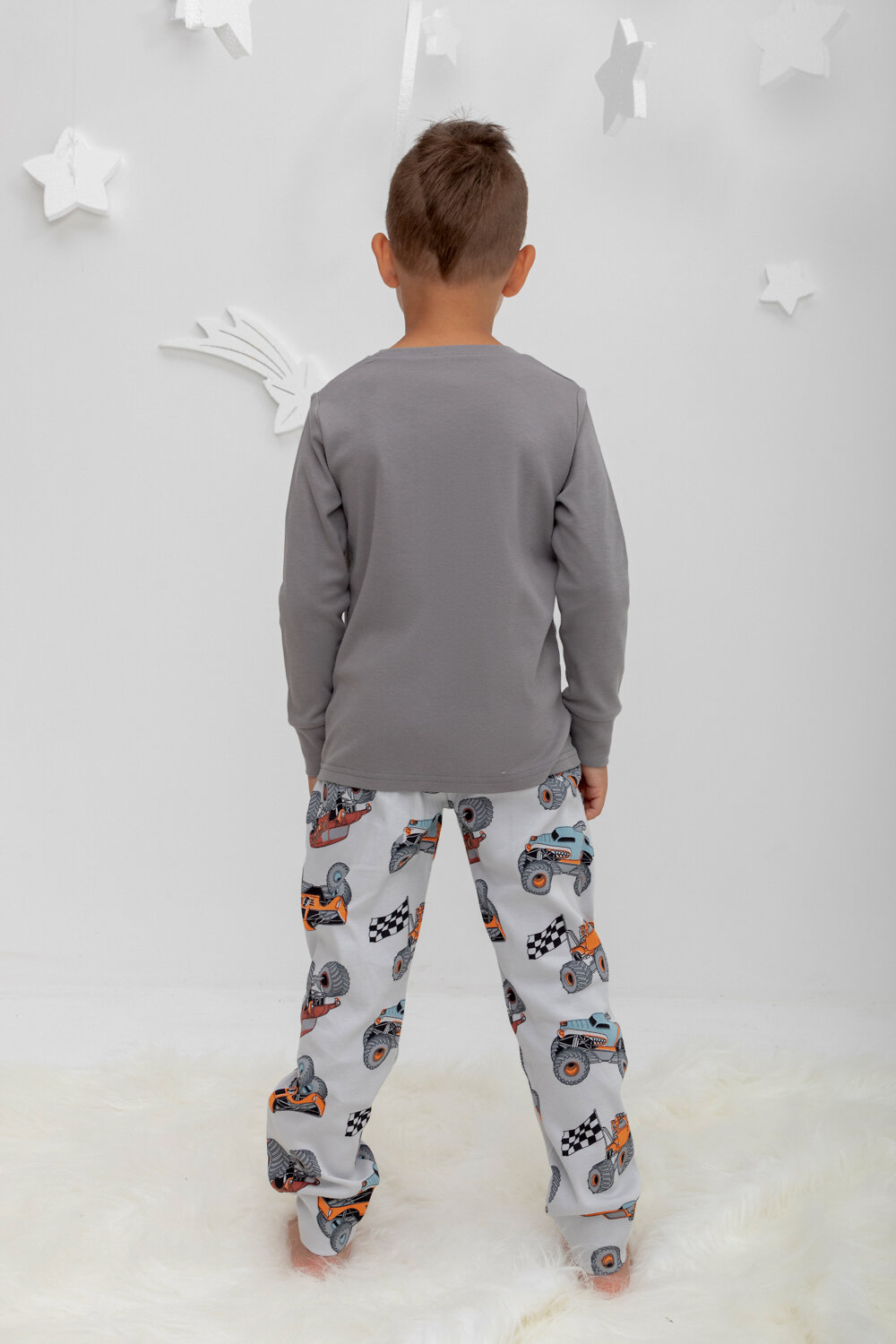 CROCKID Пижама 402799 К 1541 серый шторм, машины на св.сером