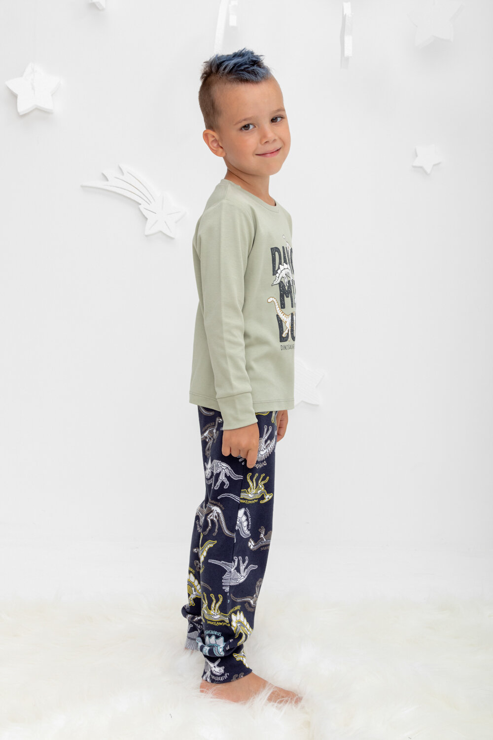 CROCKID Пижама 402800 К 1541 шалфей, динозавры на индиго