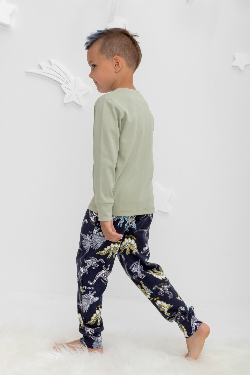 CROCKID Пижама 402800 К 1541 шалфей, динозавры на индиго