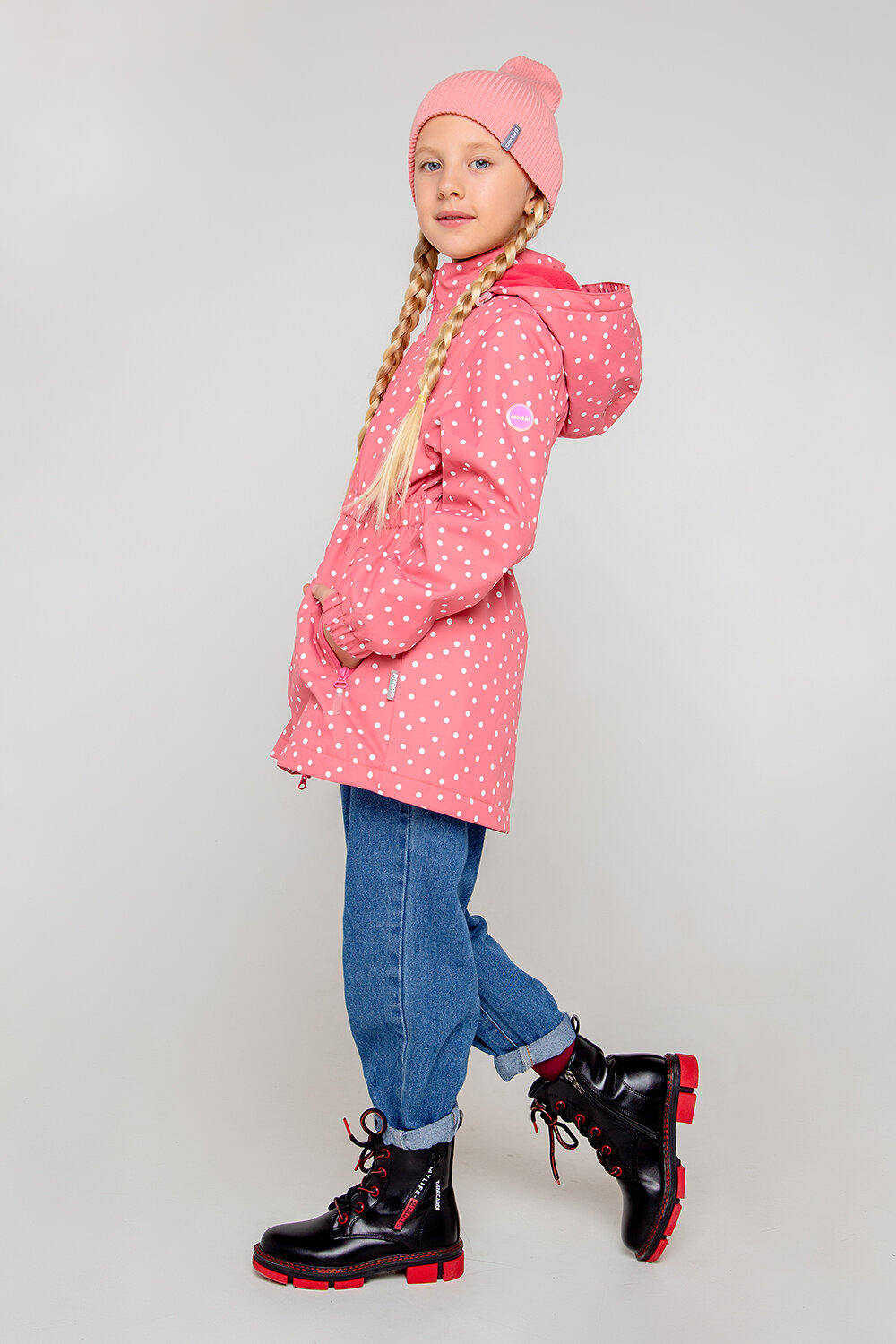 CROCKID Куртка 406830 ВК 32123/н/2 ГР светло-коралловый, белые капельки