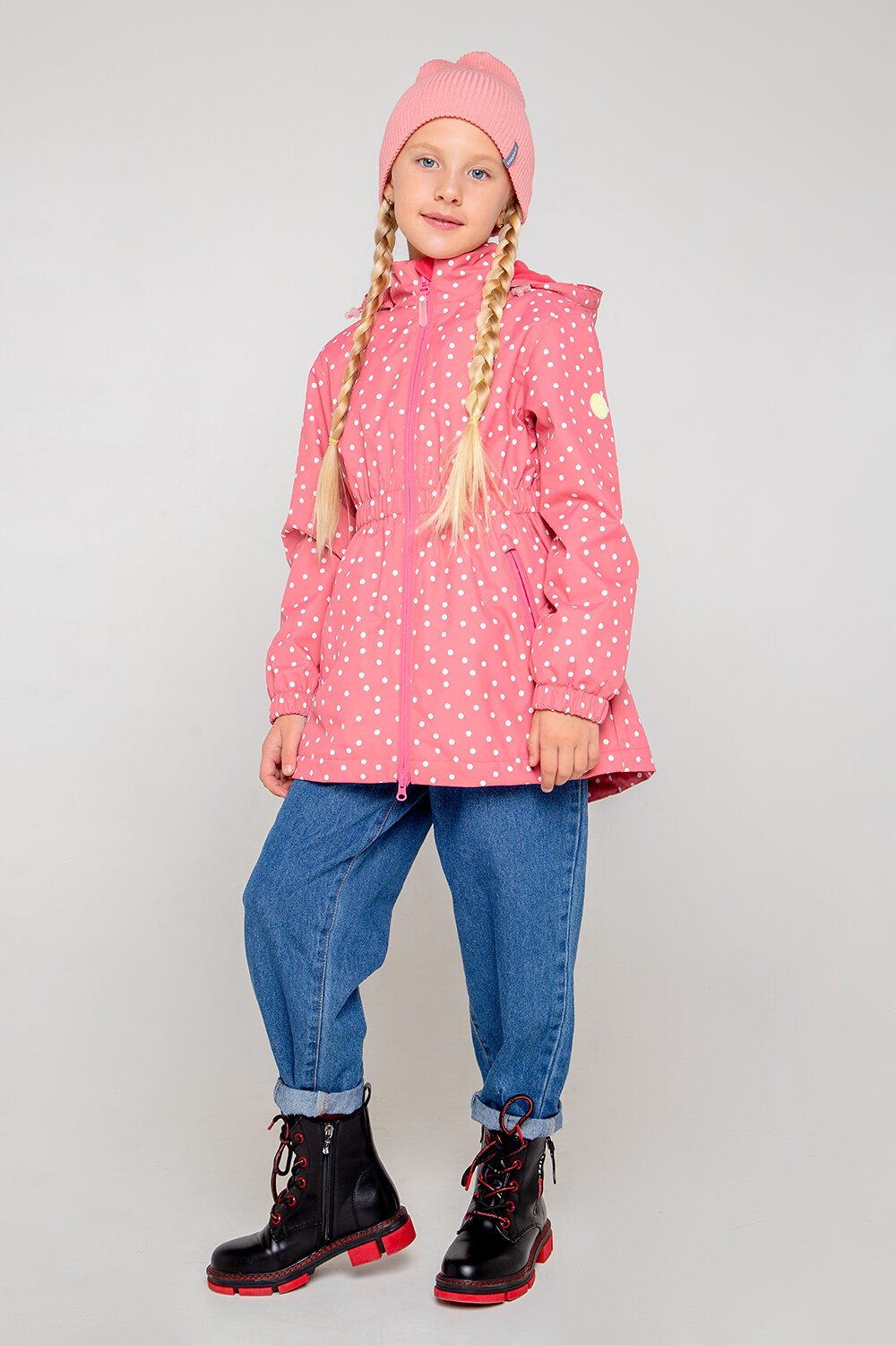 CROCKID Куртка 406830 ВК 32123/н/2 ГР светло-коралловый, белые капельки