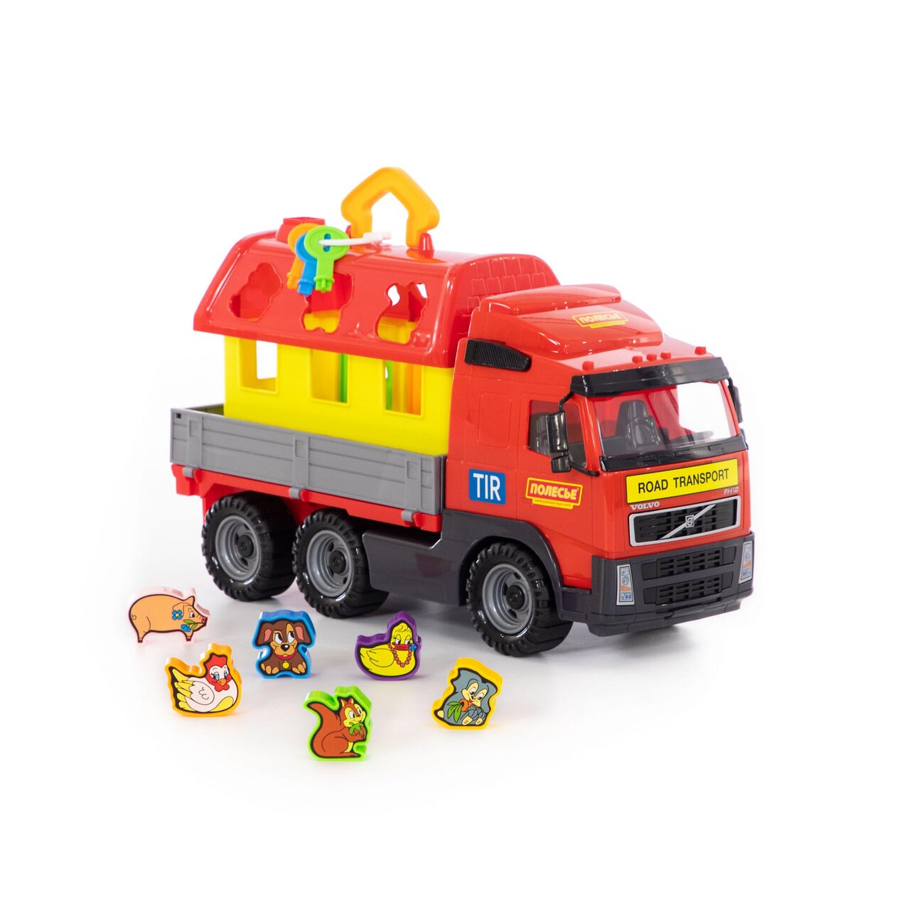 Полесье "Volvo", автомобиль бортовой + домик для зверей (в лотке) 412869 58263