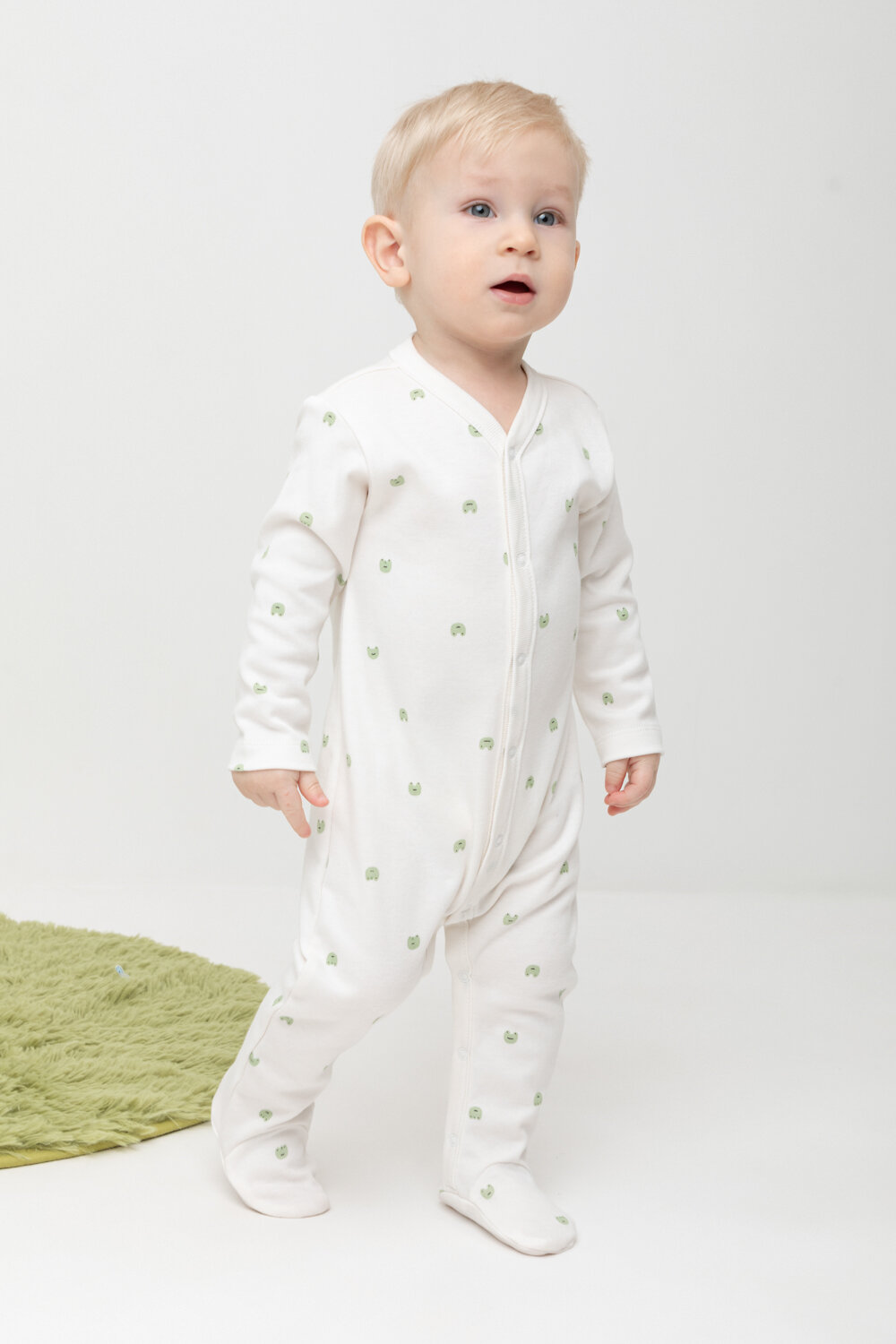 CROCKID Комбинезон 441495 К 6025-2уп фисташковое безе, мини лягушата