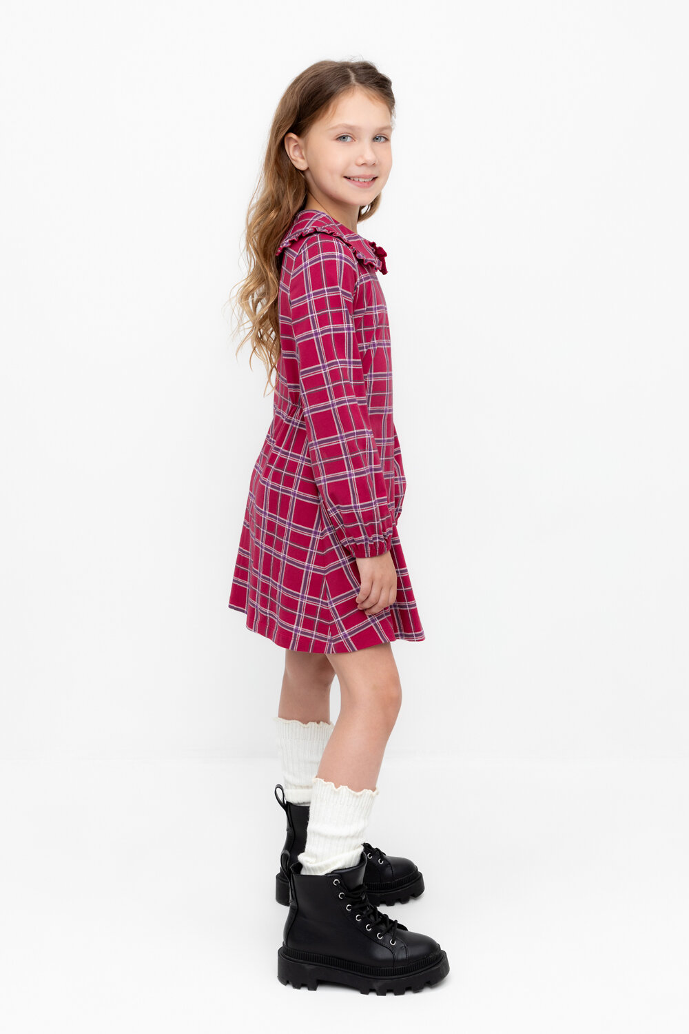 CROCKID Платье 462437 КР 5890 тем.бордовый, шотландская клетка