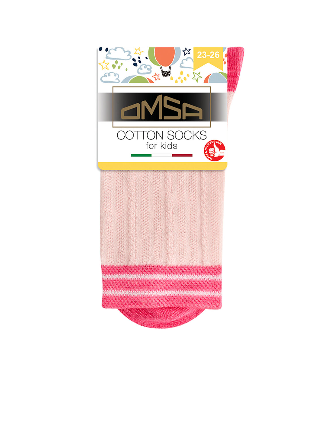 Omsa Носки 474744 OMSA kids Calzino 21C00 ажур - цветная пятка и мысок Rosa (Розовый)