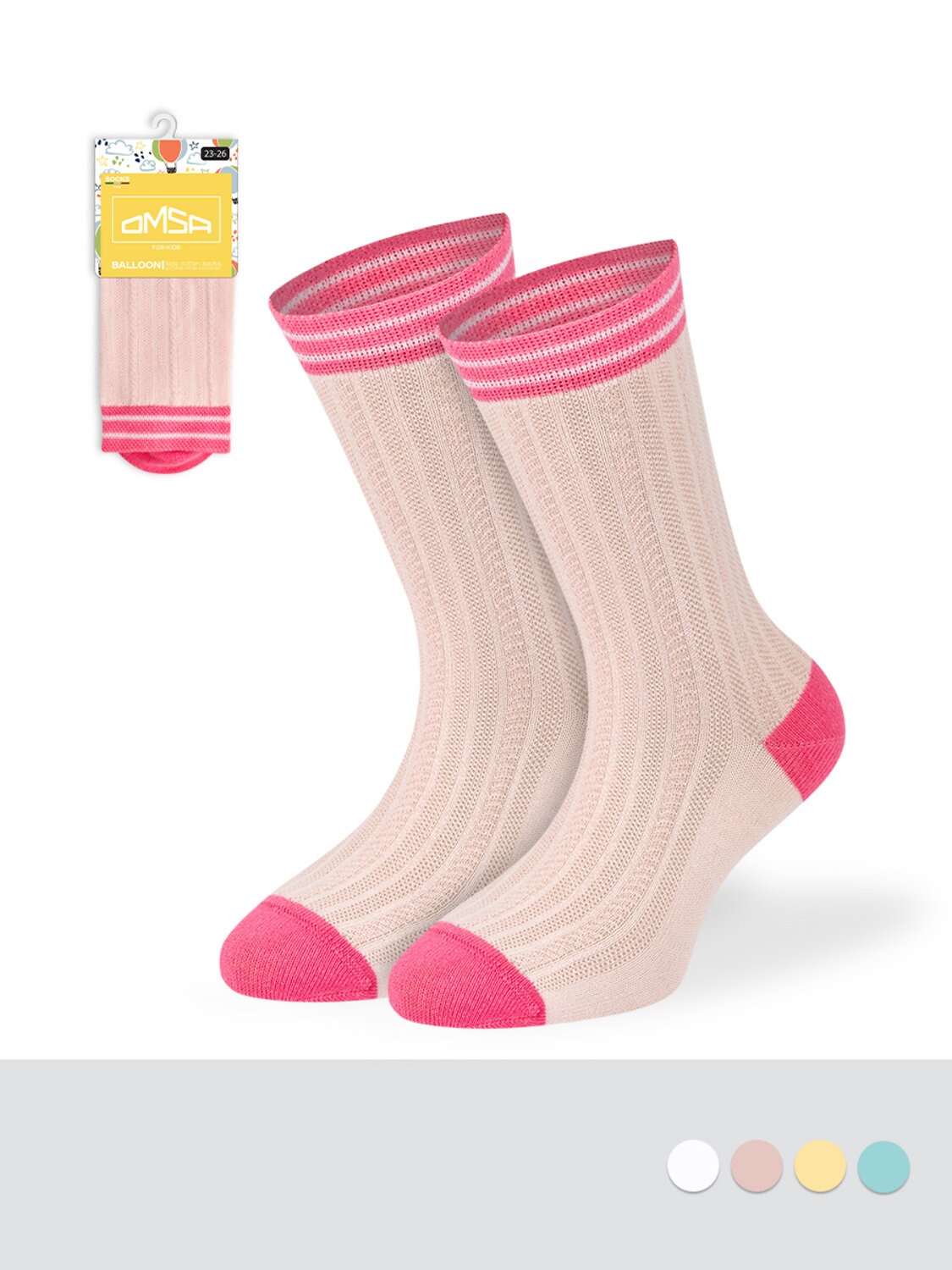 Omsa Носки 474744 OMSA kids Calzino 21C00 ажур - цветная пятка и мысок Rosa (Розовый)
