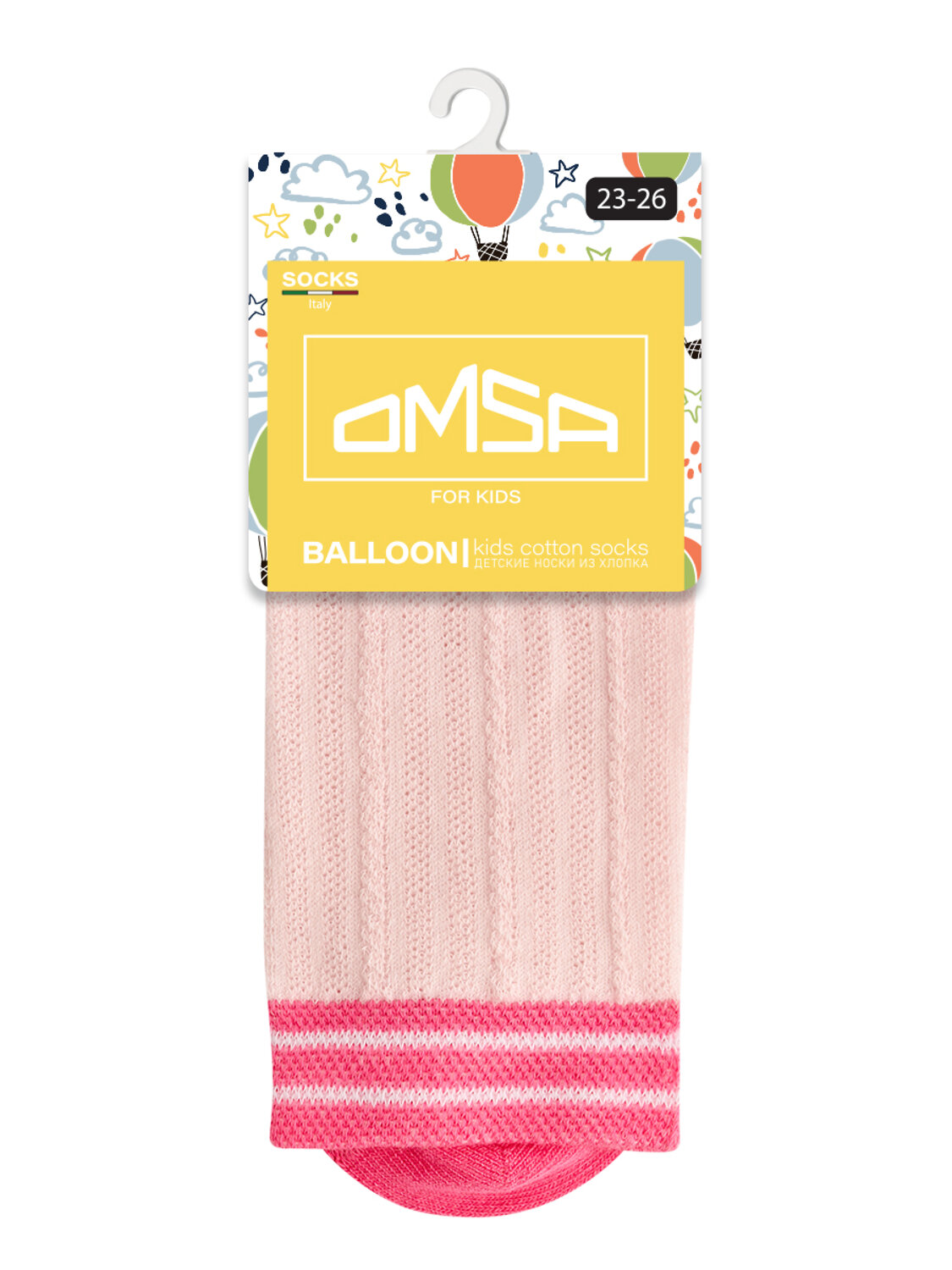Omsa Носки 474744 OMSA kids Calzino 21C00 ажур - цветная пятка и мысок Rosa (Розовый)