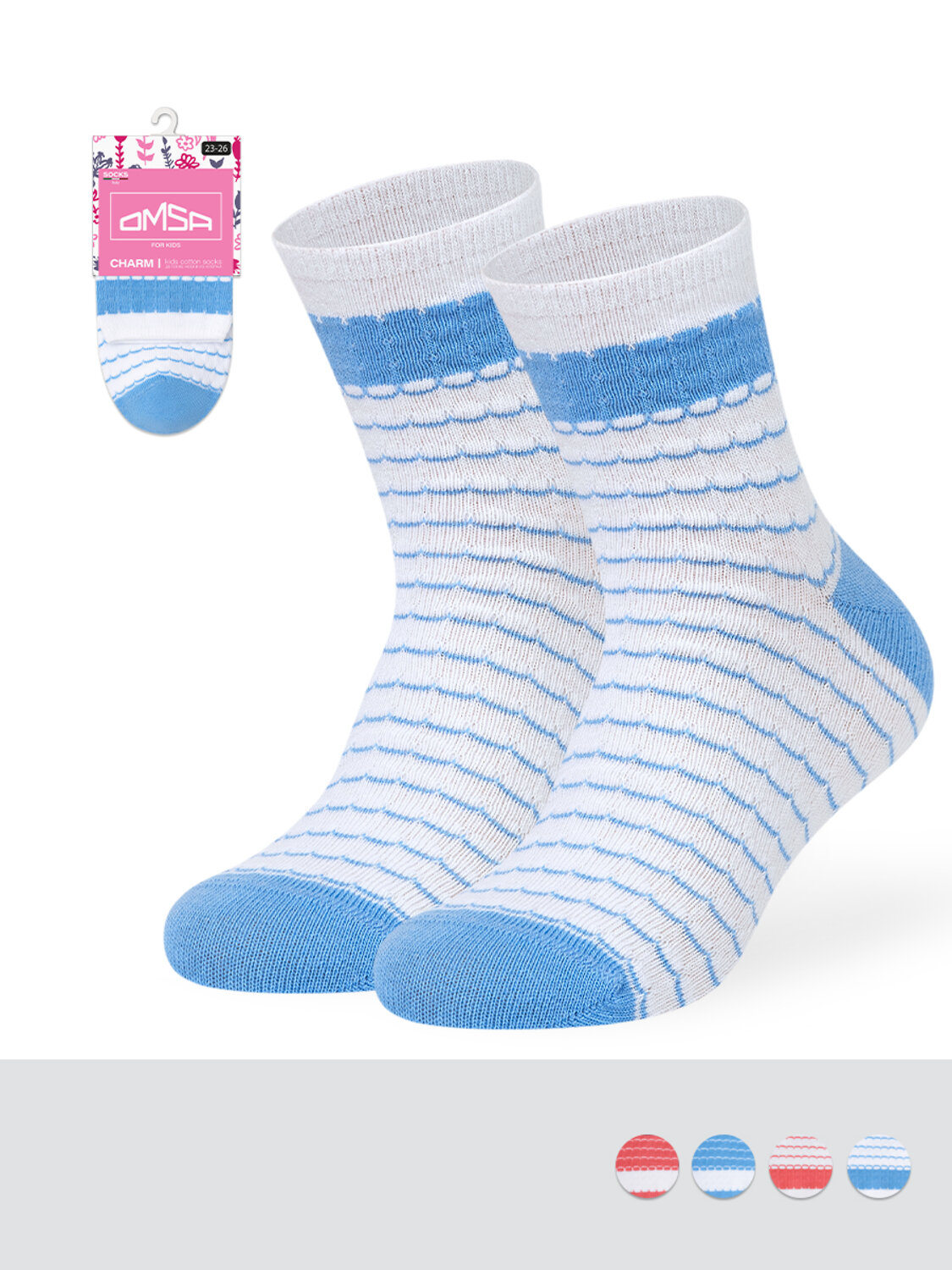 Omsa Носки 476167 OMSA kids Calzino 22P32 с рисунком волны Bianco/Blu Chiaro (Белый)