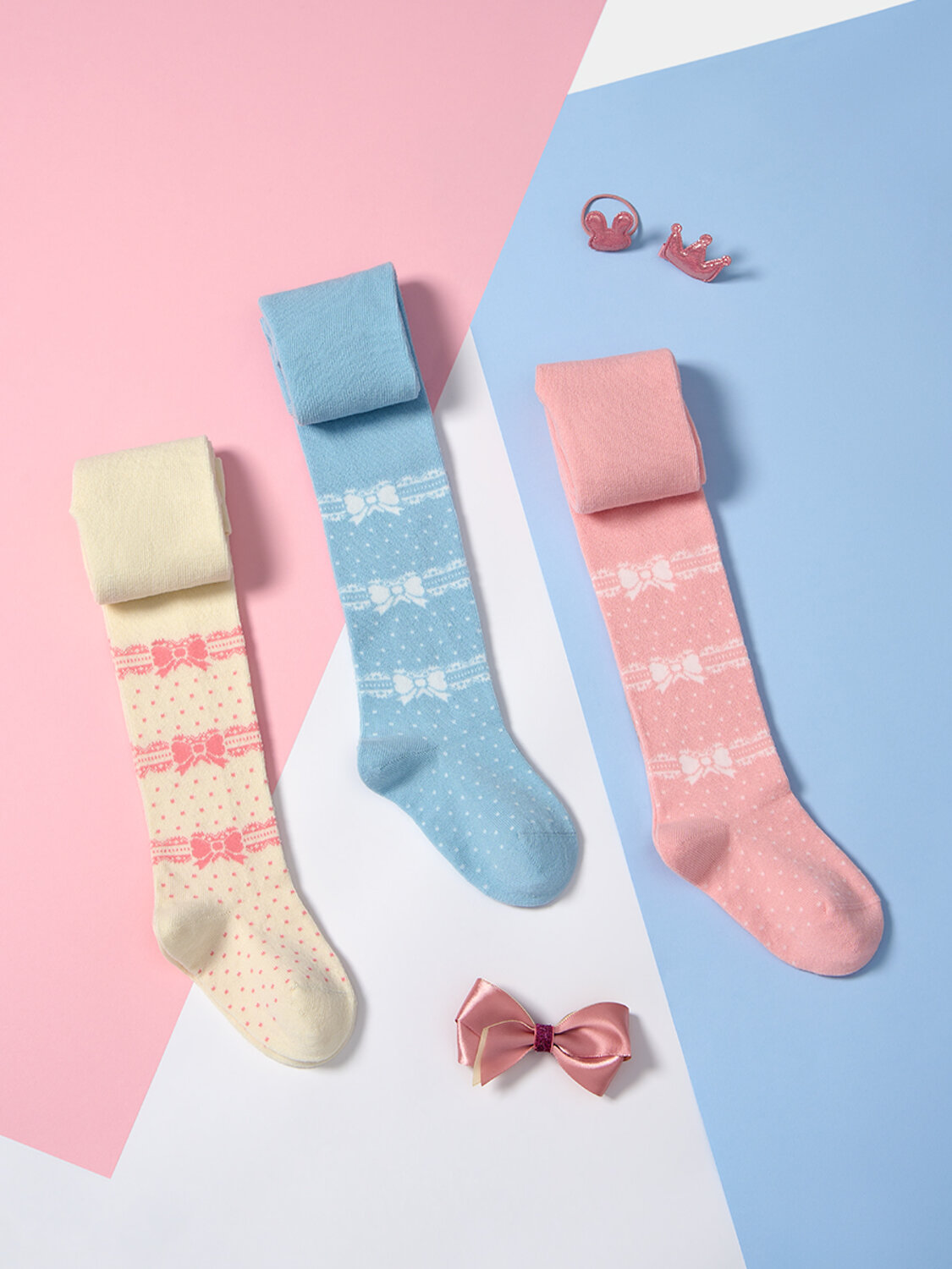 Omsa Колготки 476507 OMSA kids Collant 12Р32-3 с рисунком (бантики) Blu Сhiaro (Голубой)