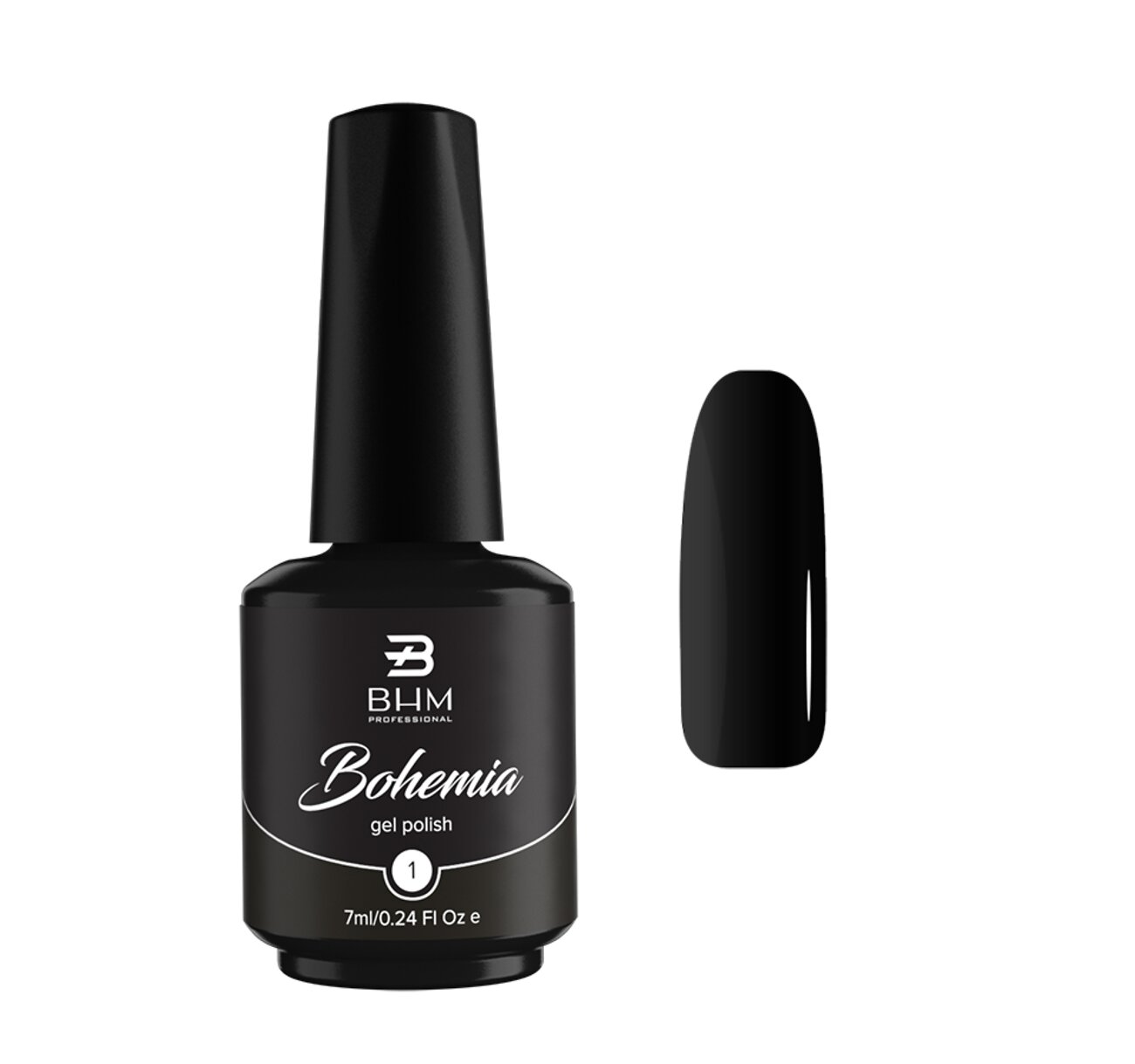 BHM Professional Гель-лак для ногтей / Extra black 001, 7 мл 516939 12557
