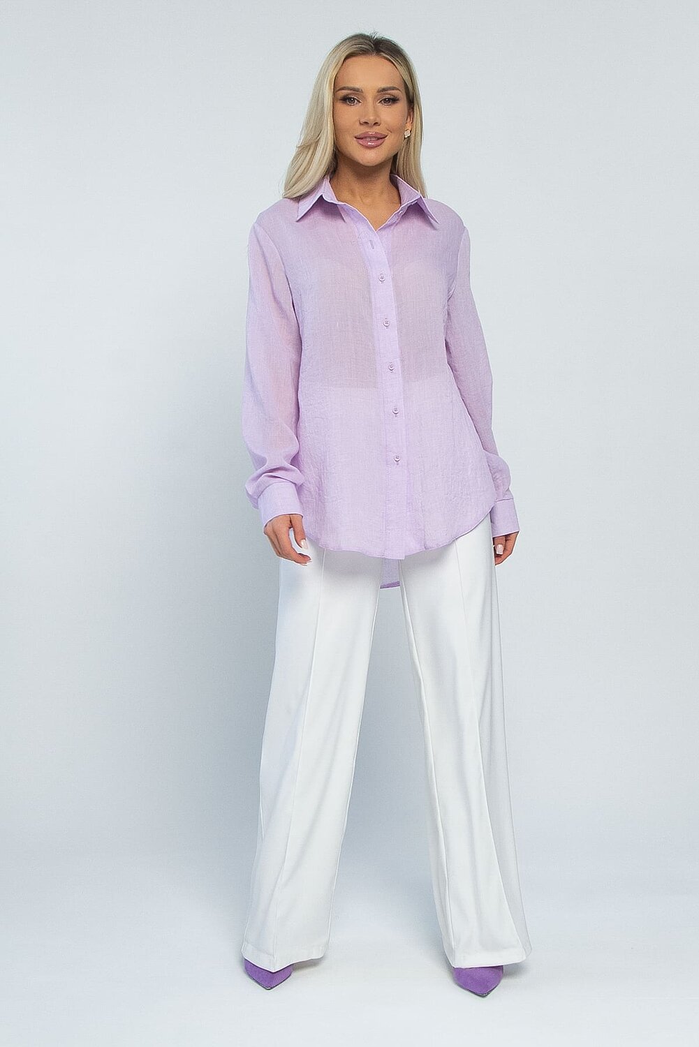 LT Collection Рубашка 532730 Б13486-7М лавандовый