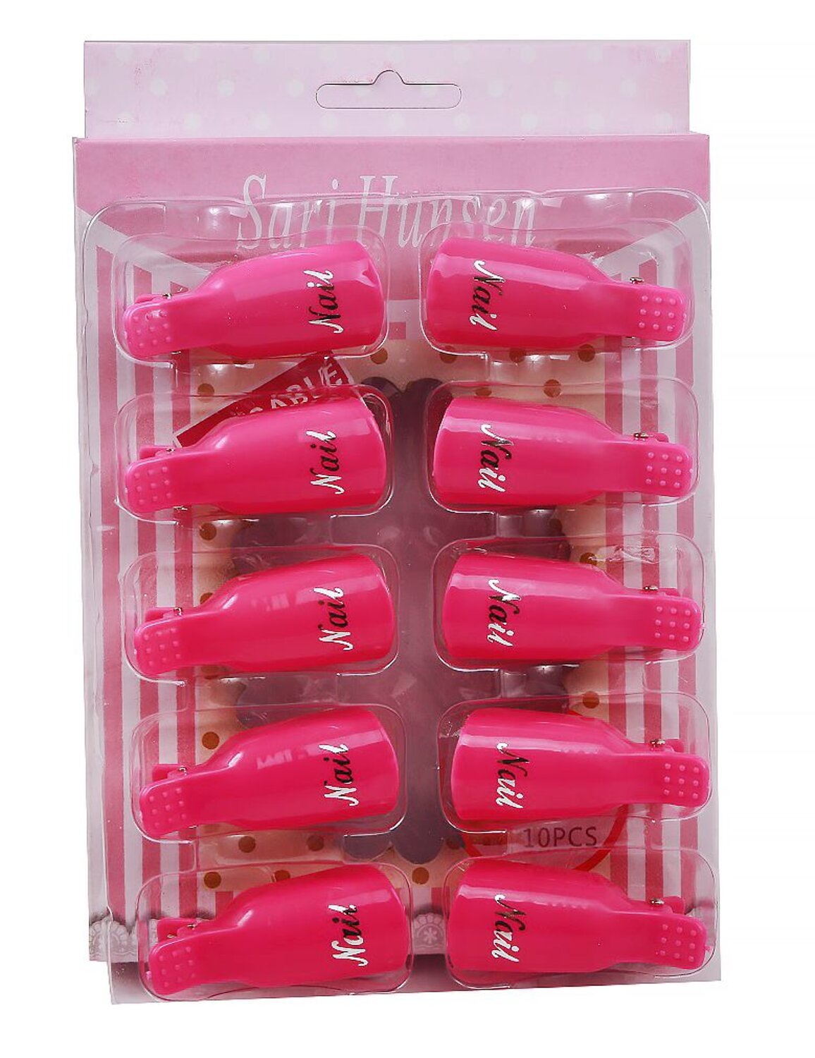 Nail Art Зажим-прищепка для снятия искусственных покрытий, 10 шт/уп, розовый 534094 8097