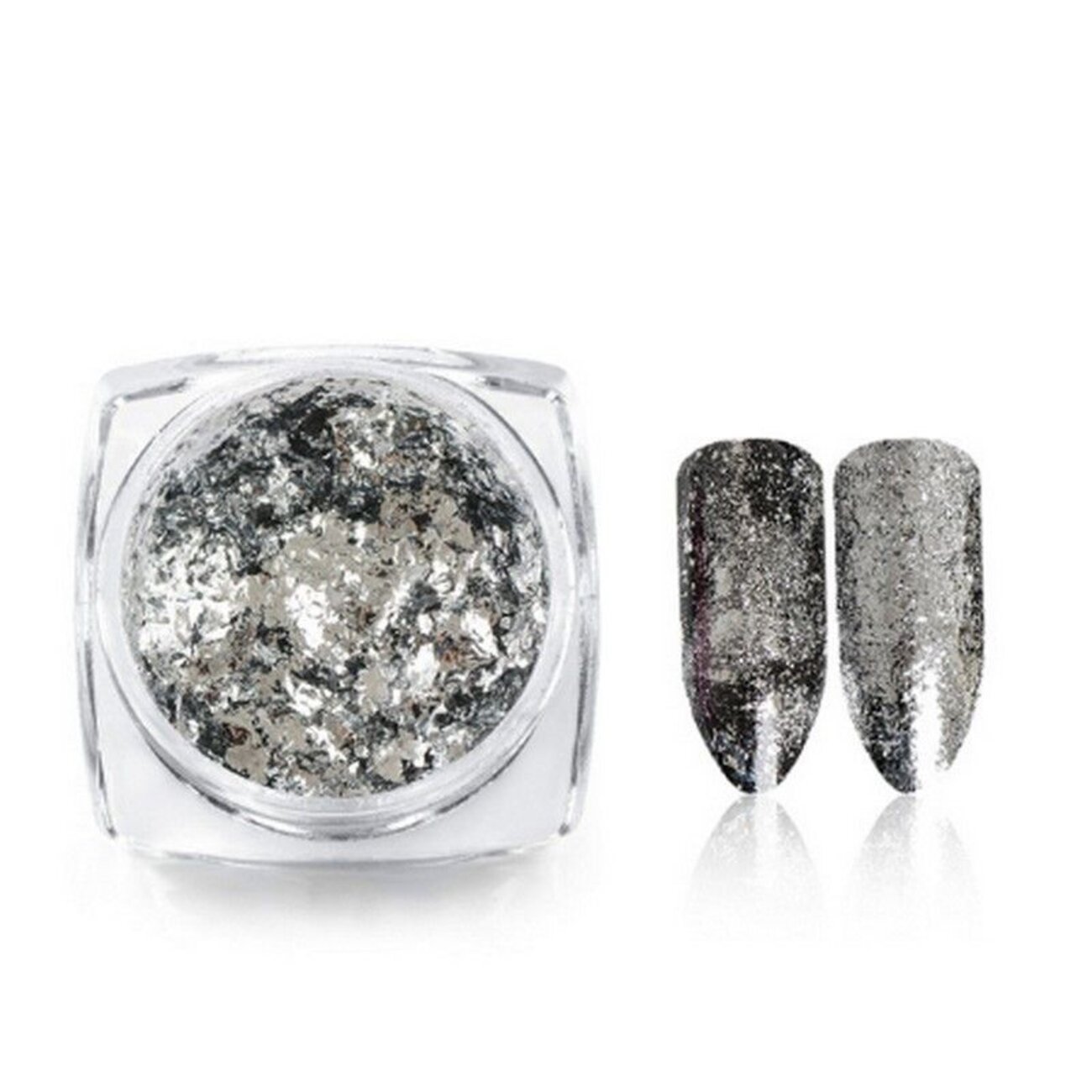 Nail Art Зеркальная втирка мелкие хлопья, серебристый 534137 15053