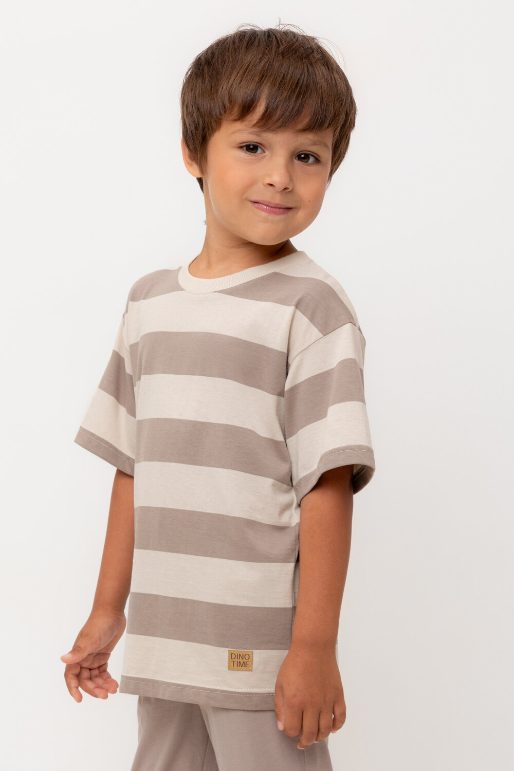 CROCKID Фуфайка 534932 КР 302461-1 бежевый, коричневый, полоска