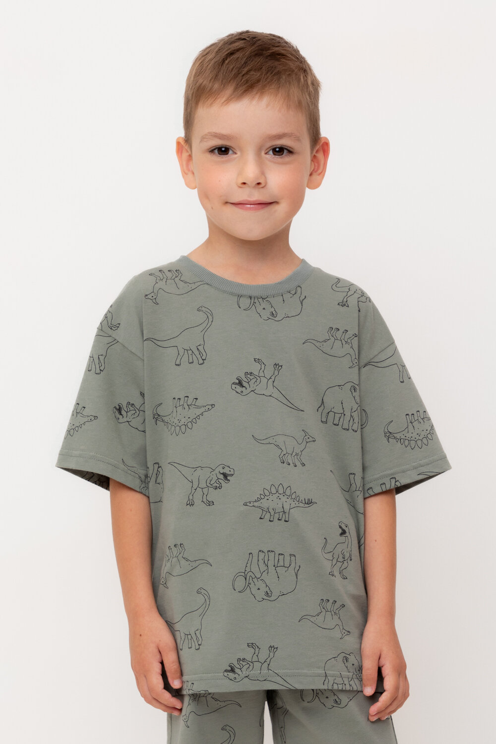 CROCKID Фуфайка 534933 КР 302462 зеленый чай, динозавры