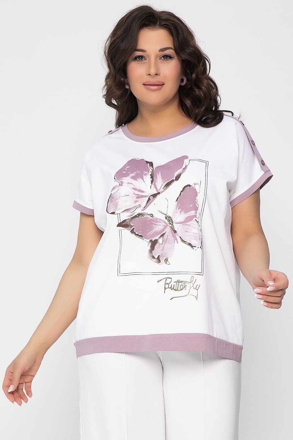 LT Collection Блуза 535329 Б13403-20М бело-сиреневый