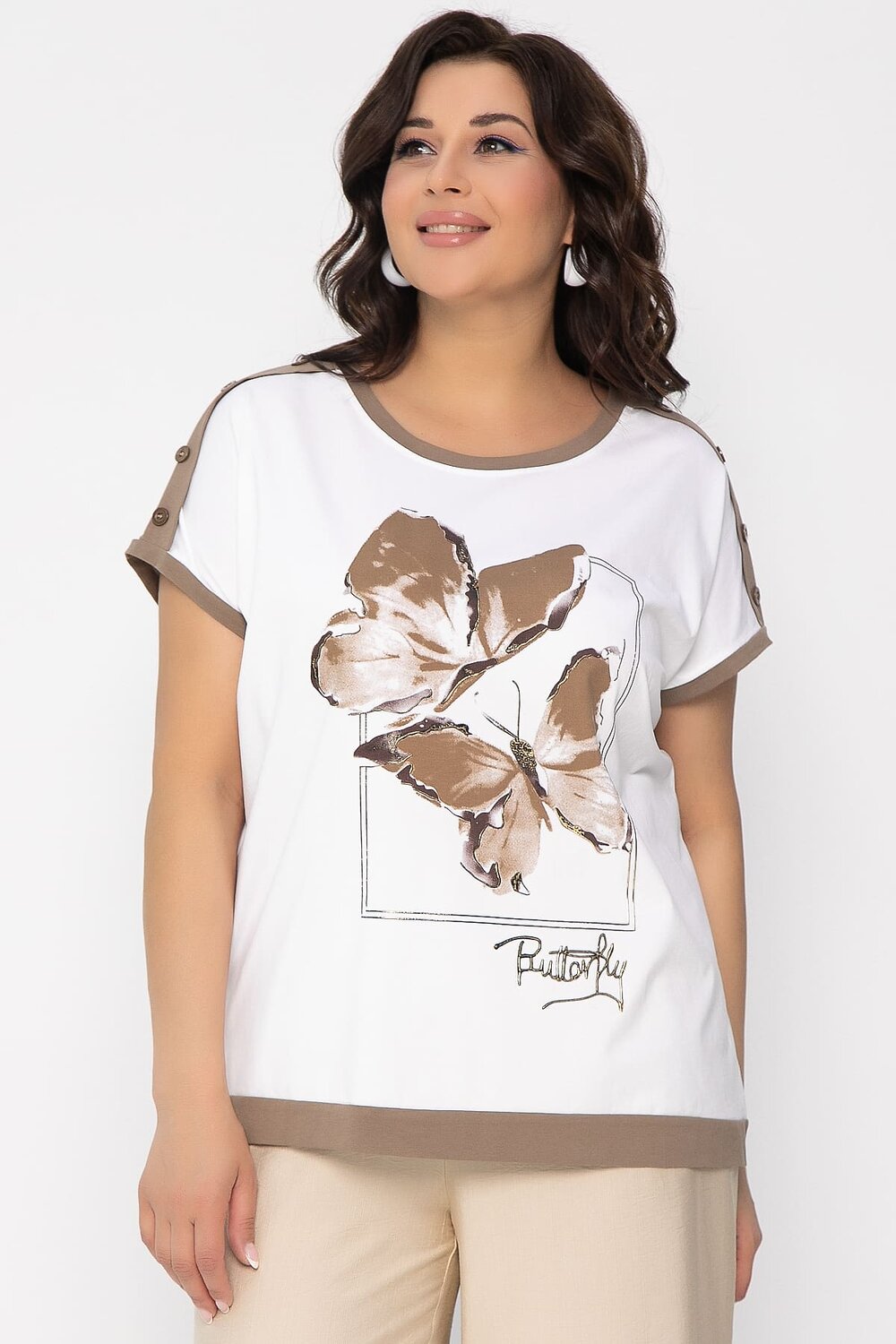LT Collection Блуза 536015 Б13405-20М бело-коричневый