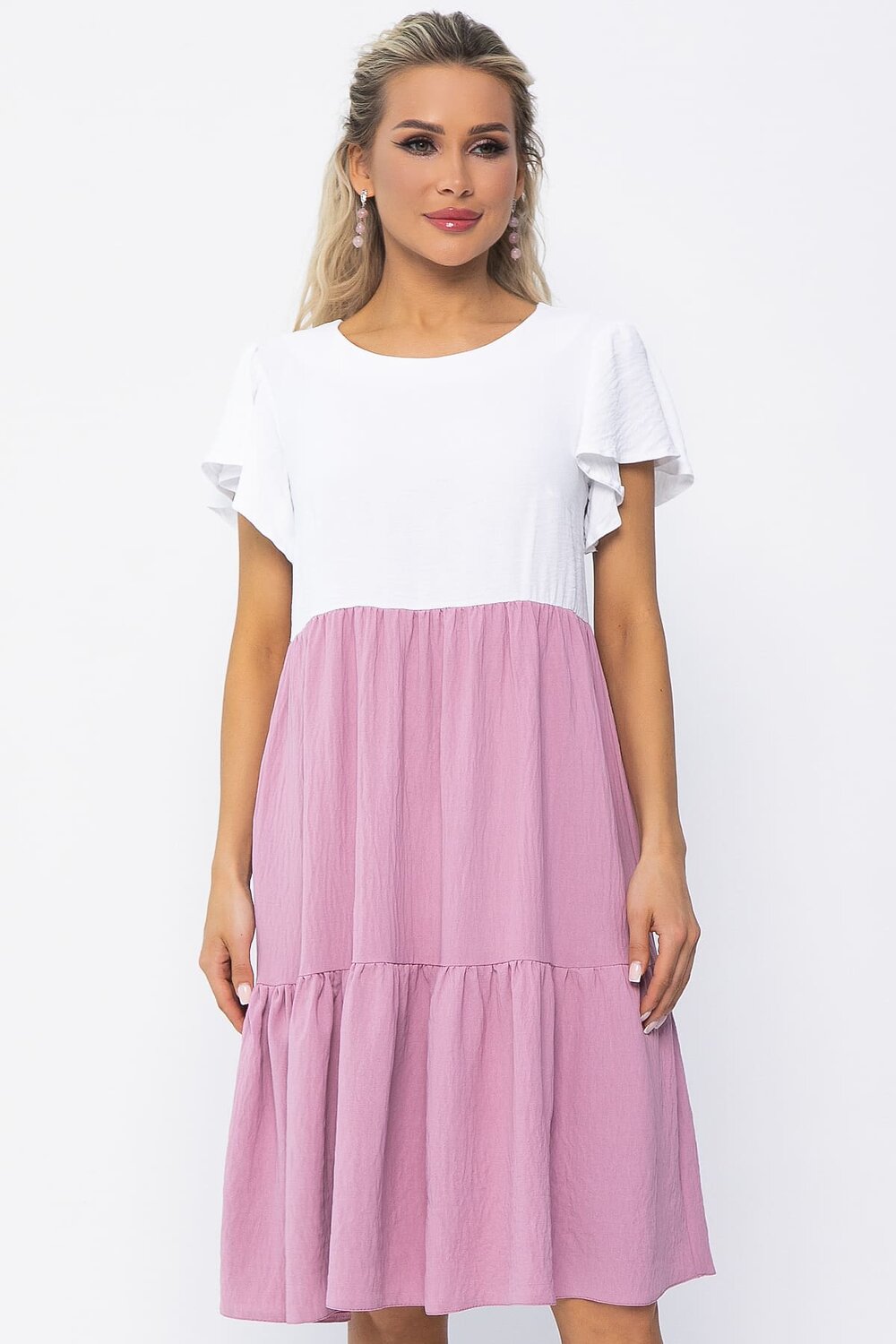 LT Collection Платье 536038 П13586-4М бело-розовый