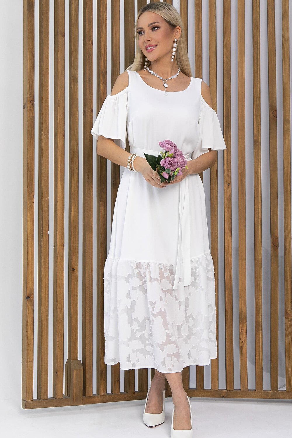 LT Collection Платье 538055 П13350-7М белый