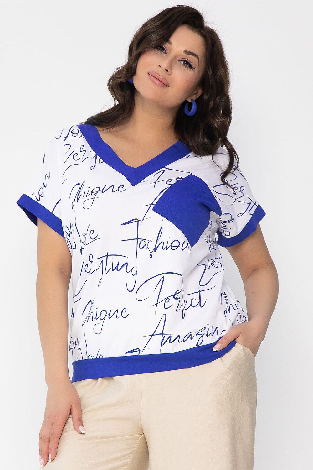 LT Collection Блуза 538070 Б13509-20М белый, синий