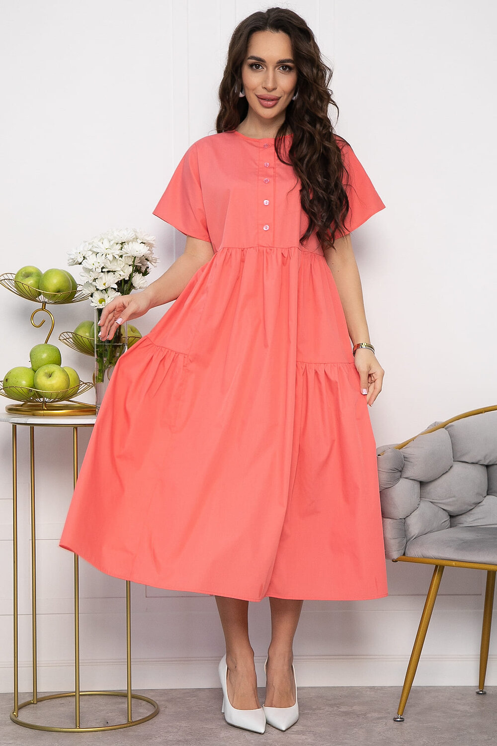 LT Collection Платье 538119 П13603-36М коралловый