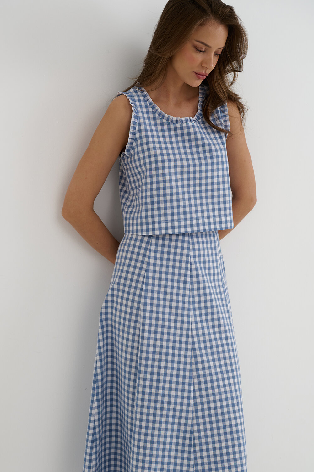 RISE Юбка 538232 SKRT2534_Blue Checkers Голубой, белый
