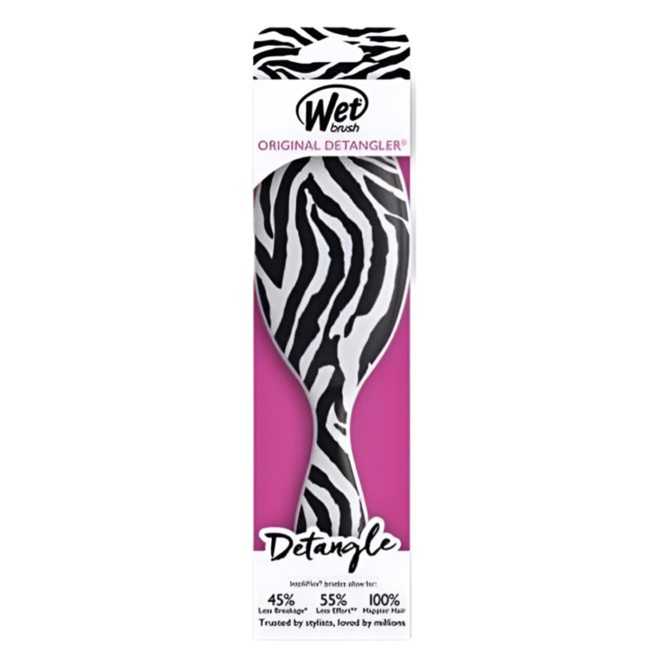 Wet Brush Расческа для спутанных волос / Original Detangler Safari Zebra BWR830SAFZE, черно-белый 538635 24589
