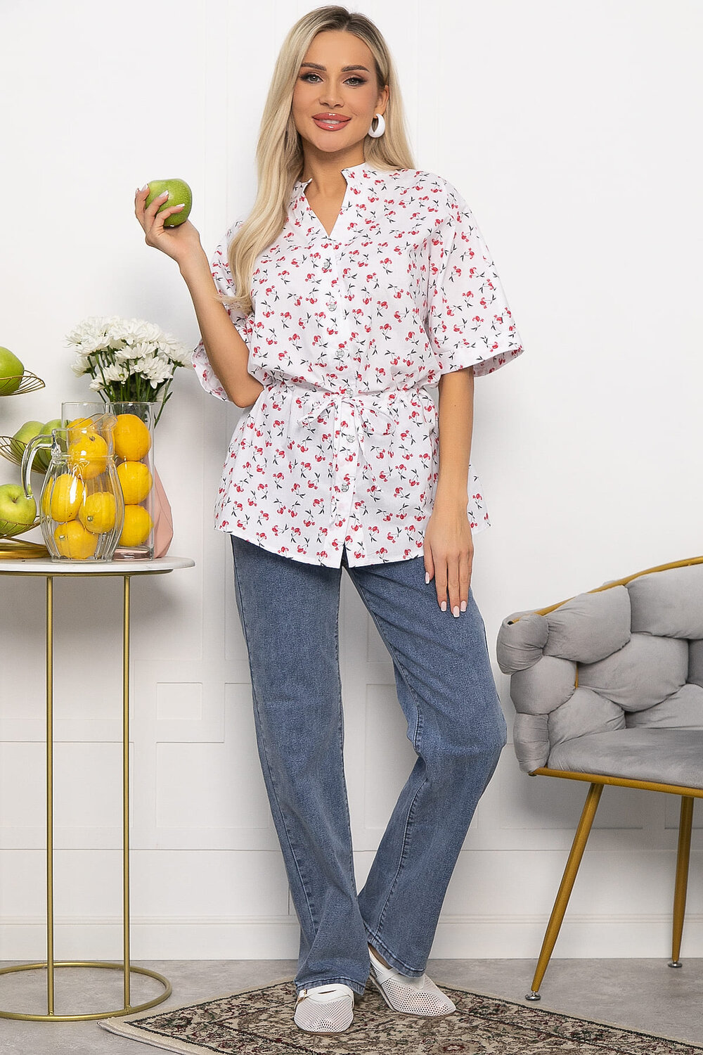 LT Collection Блуза 538649 Б13669-30М Белый/красный