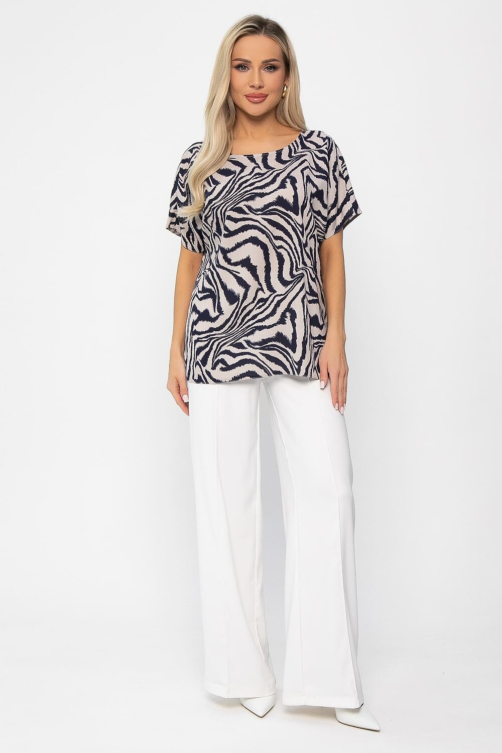 LT Collection Блуза 538659 Б13725-30М Синий/бежевый