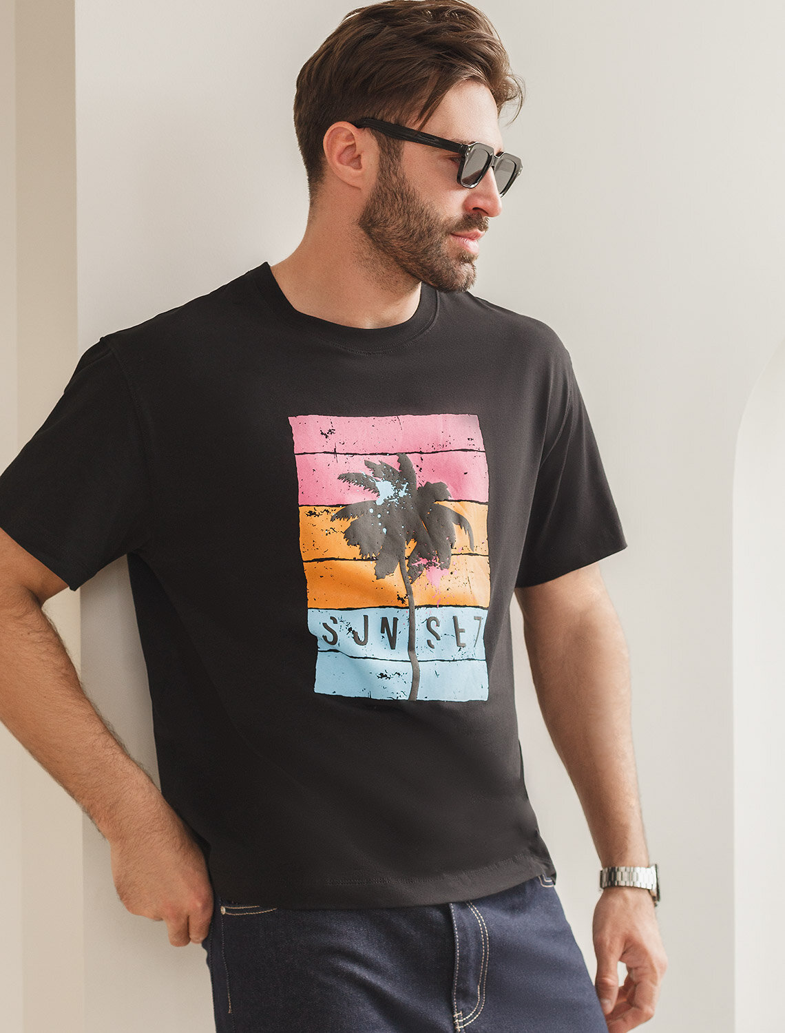 VILATTE Футболка 540188 U49.048 черный_sunset