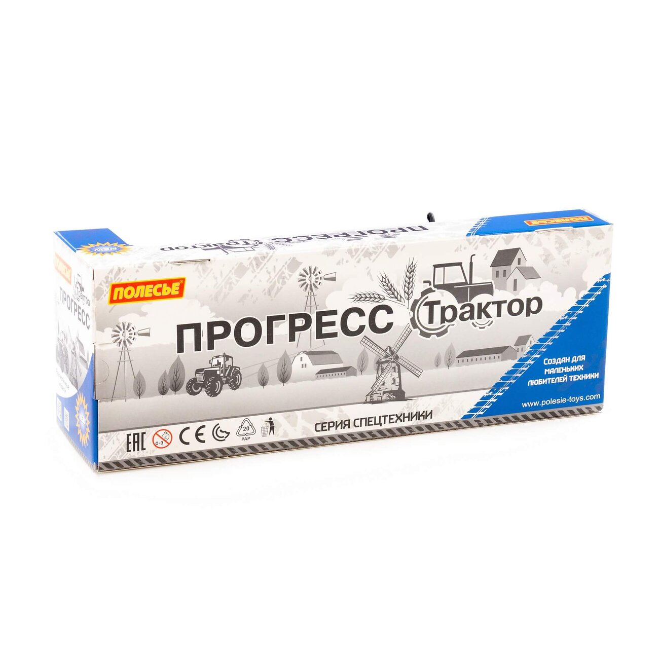 Полесье Трактор "Прогресс" с прицепом инерционный (синий) + конструктор "Макси" (6 элементов) (в коробке) 540590 02284