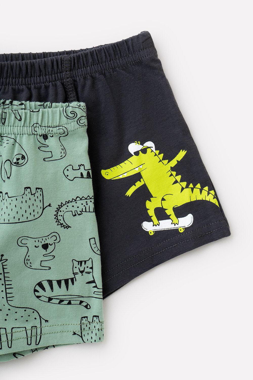 CROCKID Трусы 540629 К 1912-2уп тем.серый, пыльная мята, зоопарк