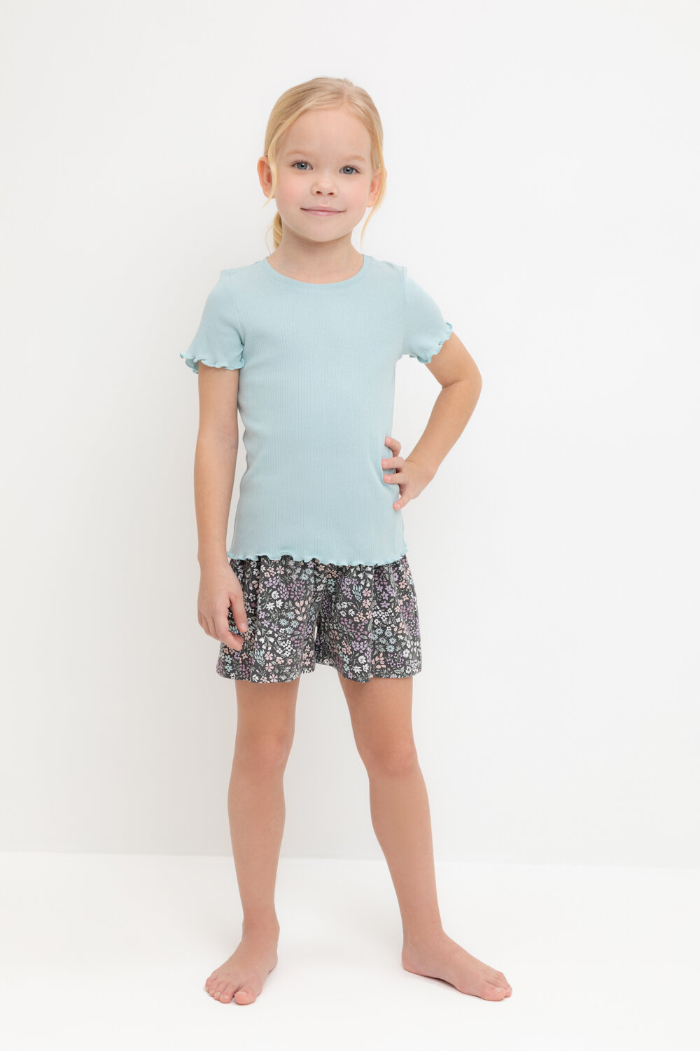 CROCKID Пижама 540657 К 1596 голубой, цветочный микс