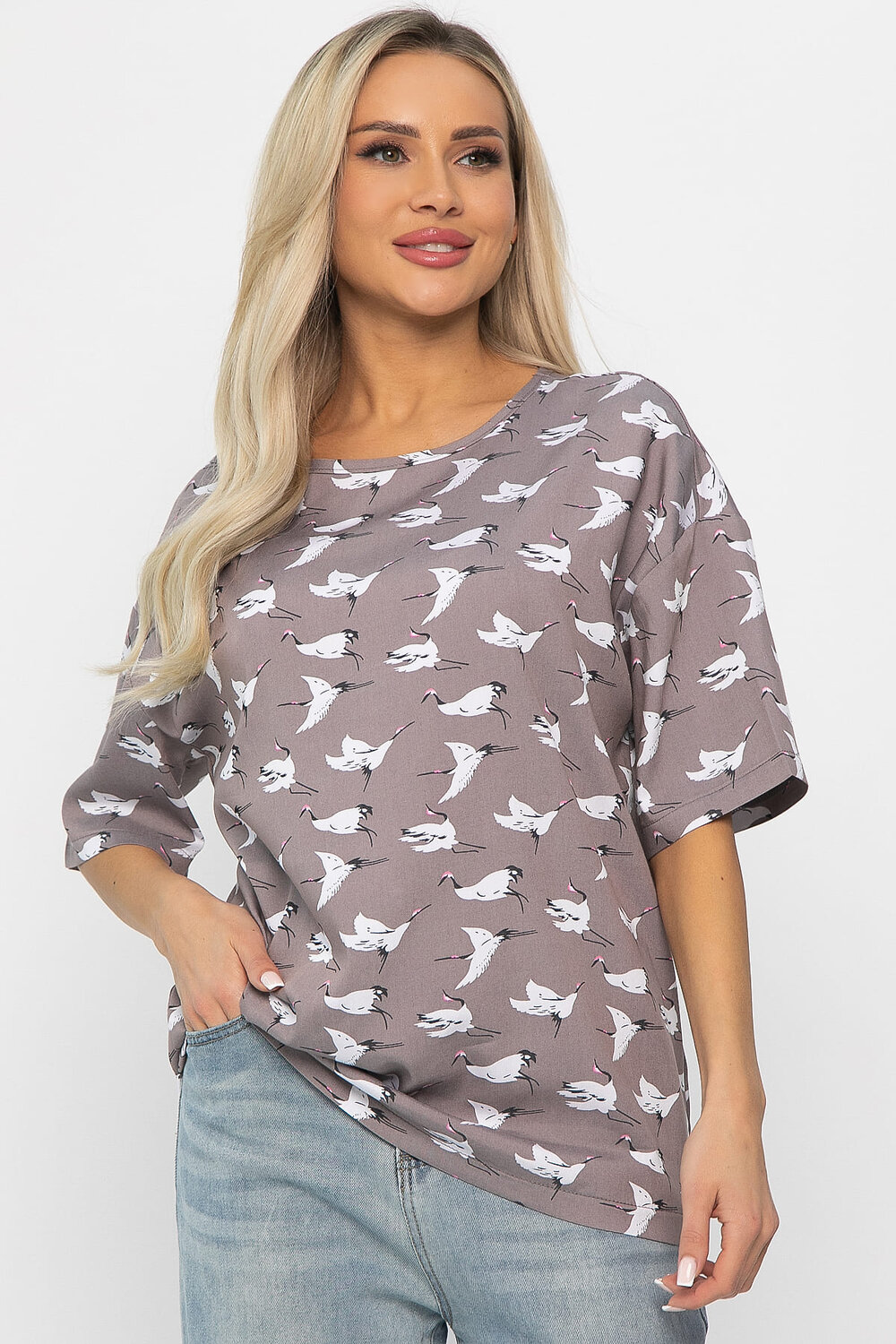 LT Collection Блуза 541056 Б13816-25М серо-бежевый