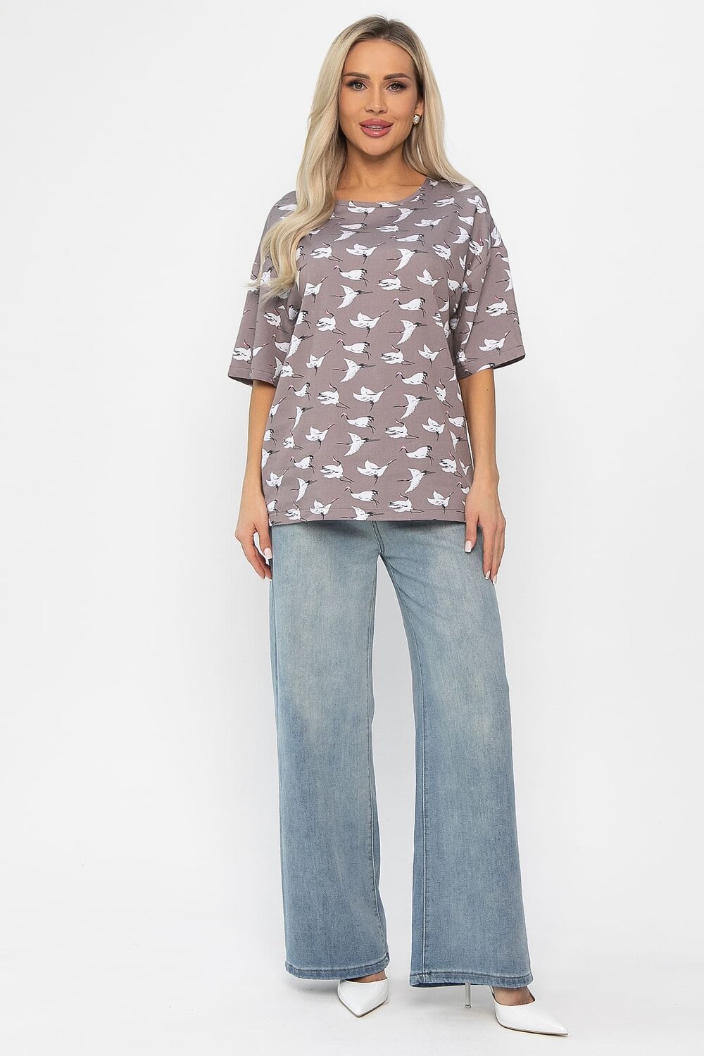 LT Collection Блуза 541056 Б13816-25М серо-бежевый